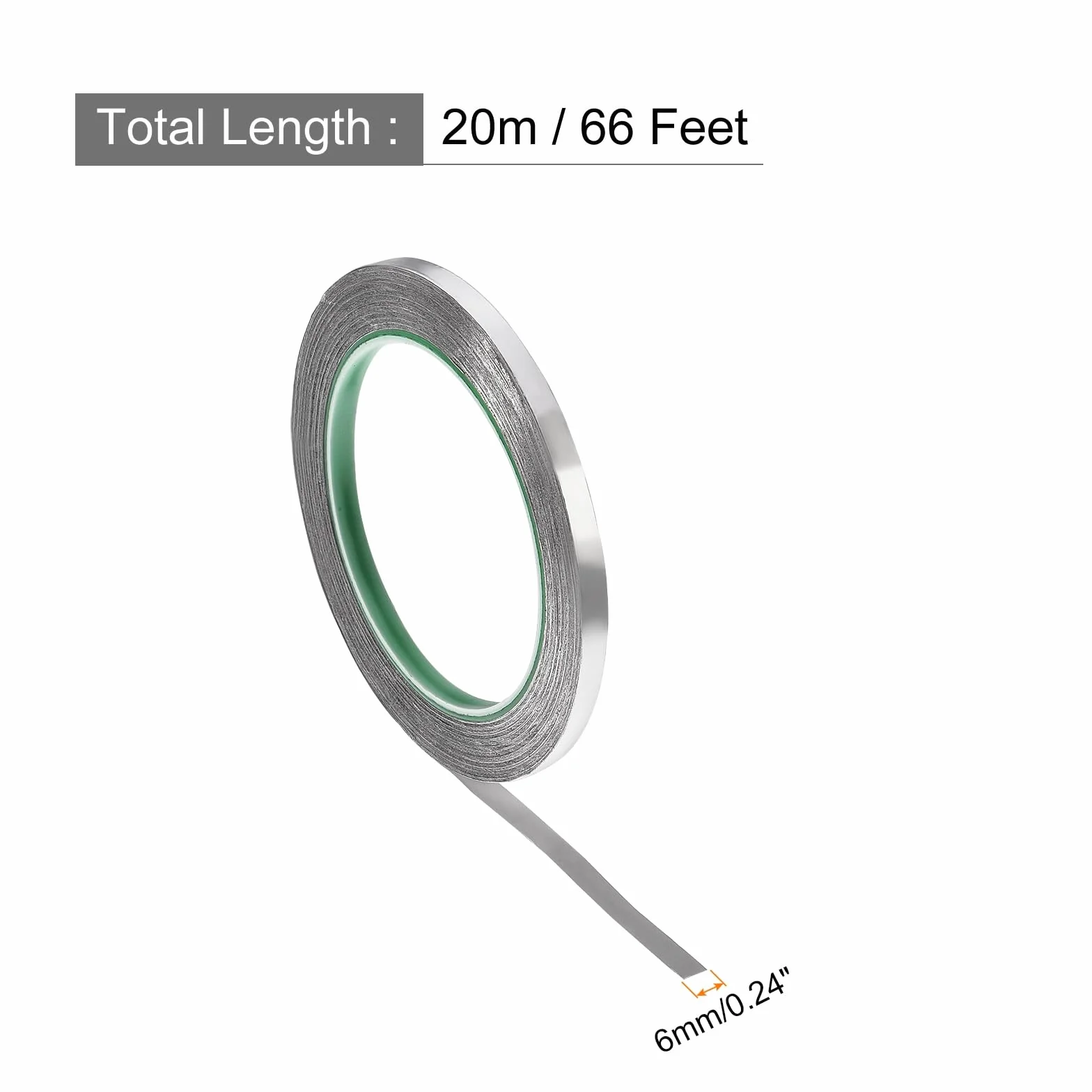 Folia aluminiowa metalowa taśma klejąca, do uszczelniania łatek na gorąco zimno HVAC, kanału, rury izolacyjnej - 1/4 cala/66pi/2,4 ml