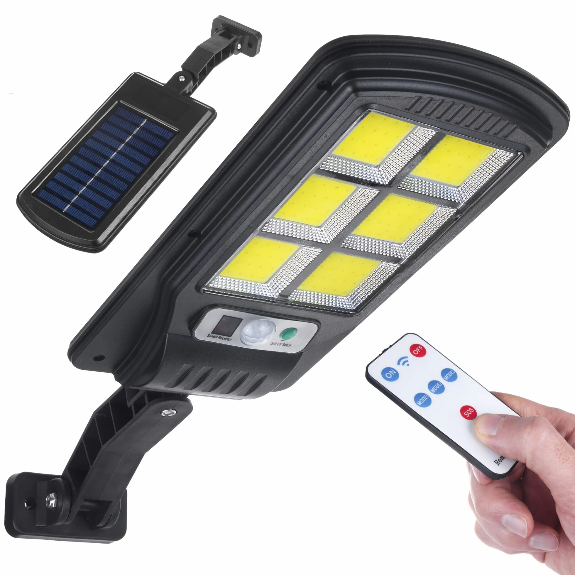 Maclean MCE446 Solarna Lampa Uliczna LED z Czujnikiem Ruchu i Pilotem IP54, 4W, 400lm, 6500K, Li-ion 1200 mAh, 3 Tryby Pracy