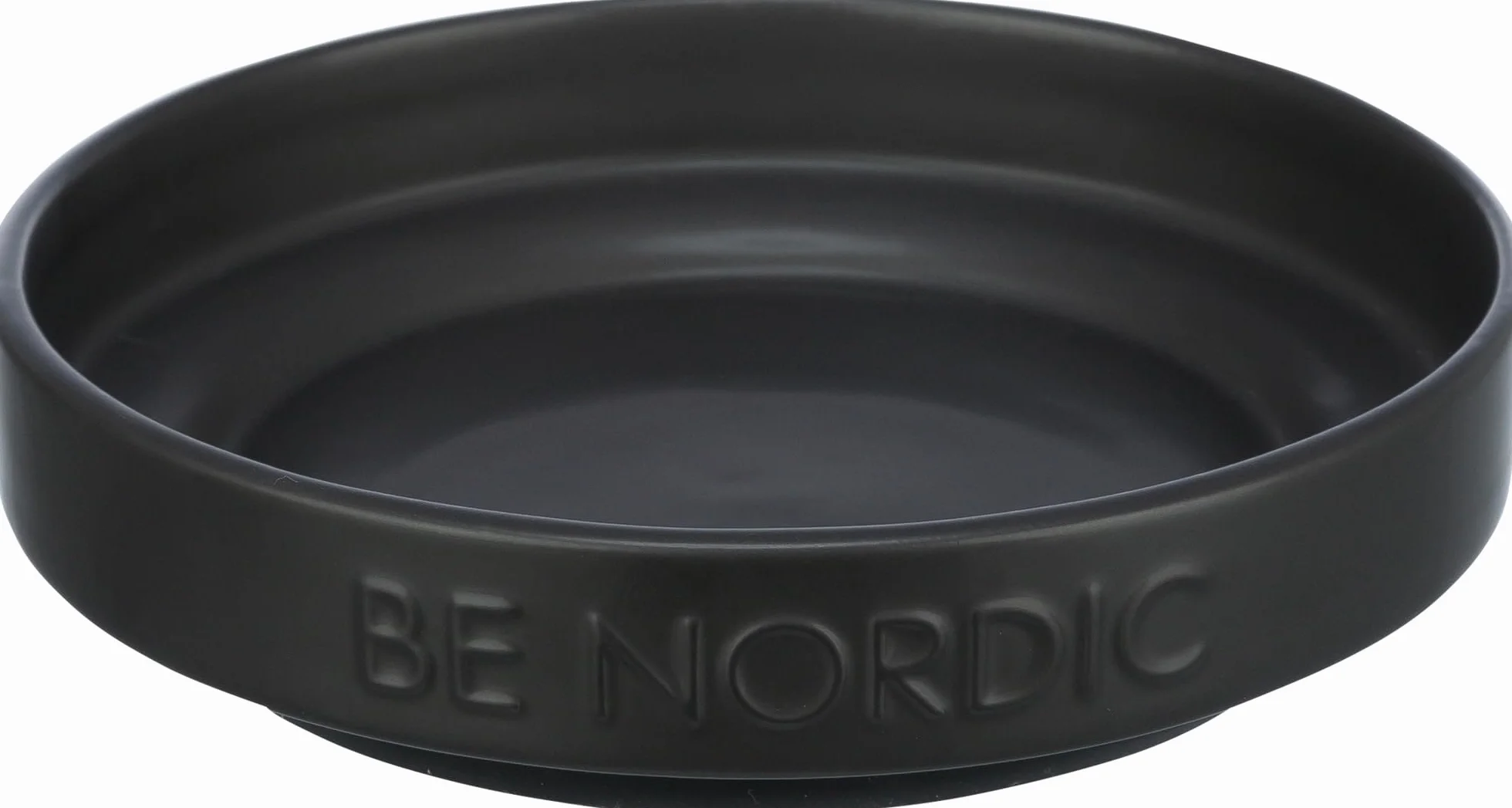TRIXIE BE NORDIC 24522 płaska miska dla kota, ceramiczna, 300 ml, czarna, nowoczesna miska do karmienia dla małych kotów Ø 16 cm, ceramiczna miska z antypoślizgową powłoką gumową