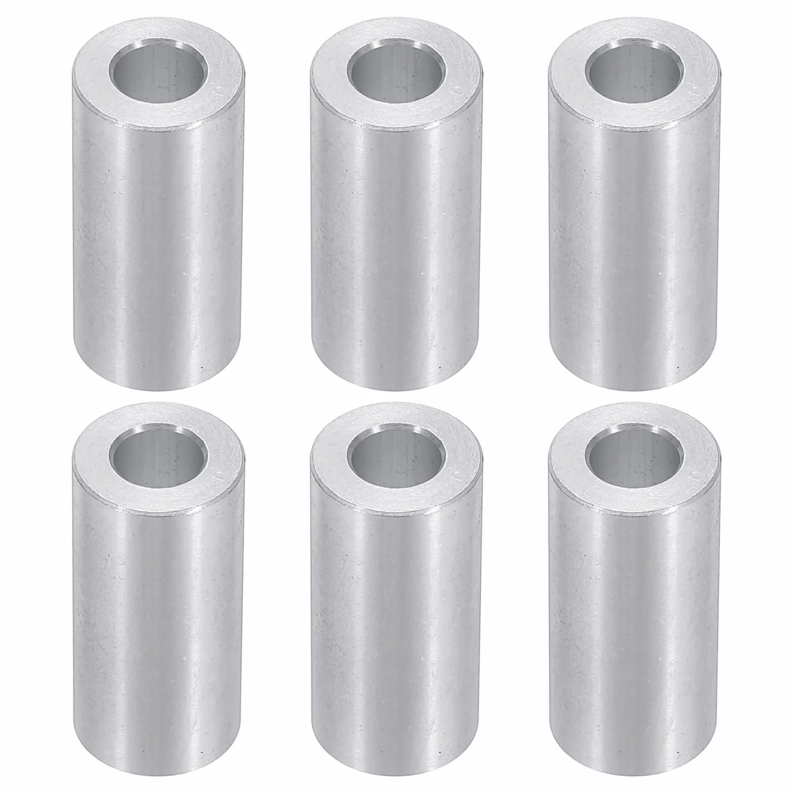 PATIKIL Aluminiowe podkładki dystansowe M6, 6 szt. 1/4 cala X1/2 cala okrągłe metalowe podkładki dystansowe do śrub 1/4 lub M6, niegwintowana tuleja dystansowa 1 3/16 cala L, 6,2 x 12 x 30 mm