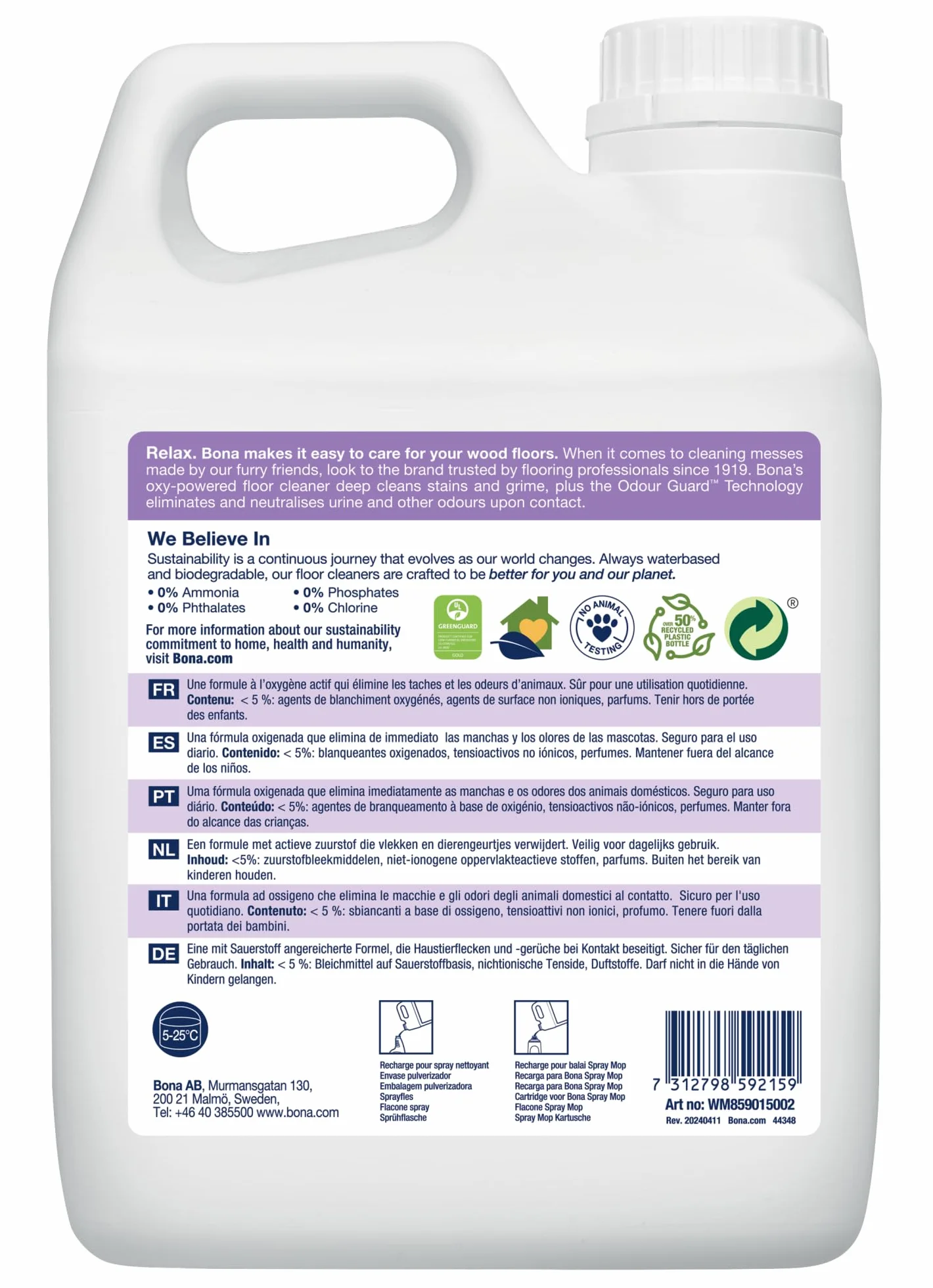Bona Pet System Intensywny środek czyszczący do podłóg drewnianych, 2,5 l, środek do czyszczenia plam i usuwania zapachów, środek do usuwania nieprzyjemnych zapachów, środek do usuwania zapachu moczu,