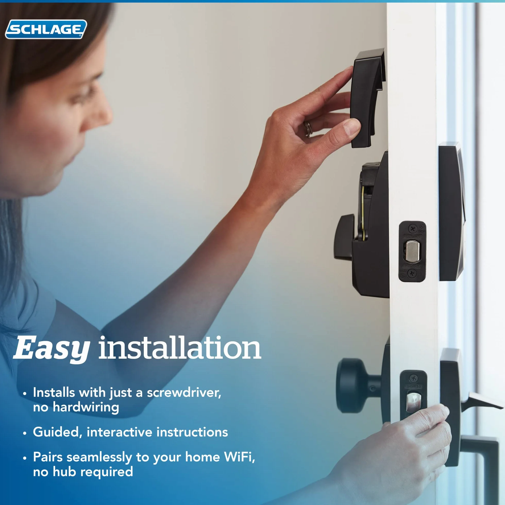 SCHLAGE BE499WB CEN 622 Encode Plus Smart WiFi zamek zasuwowy, czarny matowy