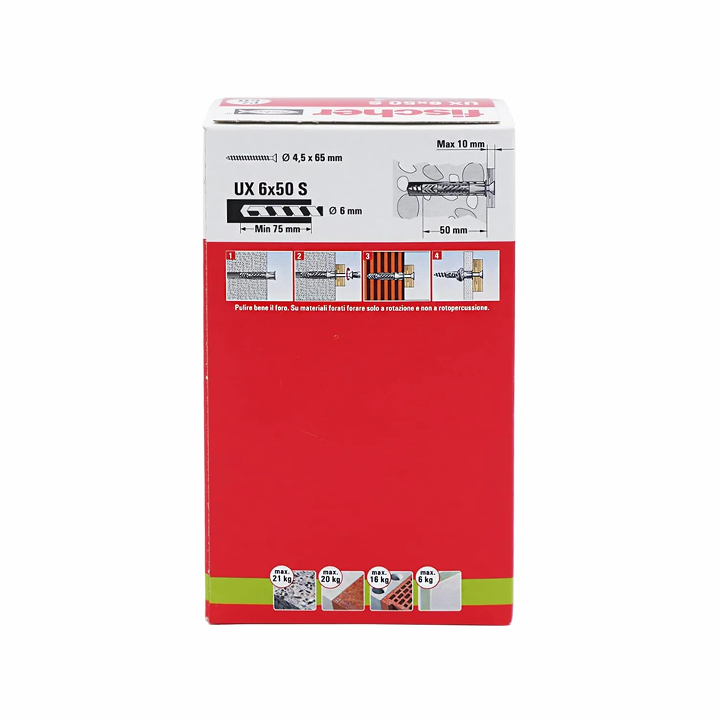 Fischer UX kołki rozporowe ze śrubą 6 x 50 mm zestaw 50 sztuk