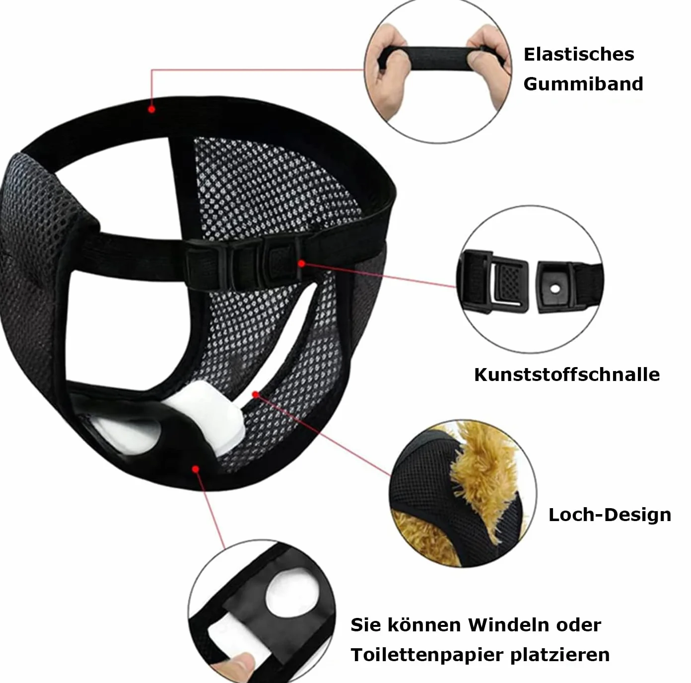 Voarge 2 Pack majtki dla psów, wielokrotnego użytku pieluchy dla psów z 6 podkładkami higienicznymi, ciepłe, menstruacja, nadające się do prania, pielucha, ochrona dla psów, czarne i niebieskie (M)