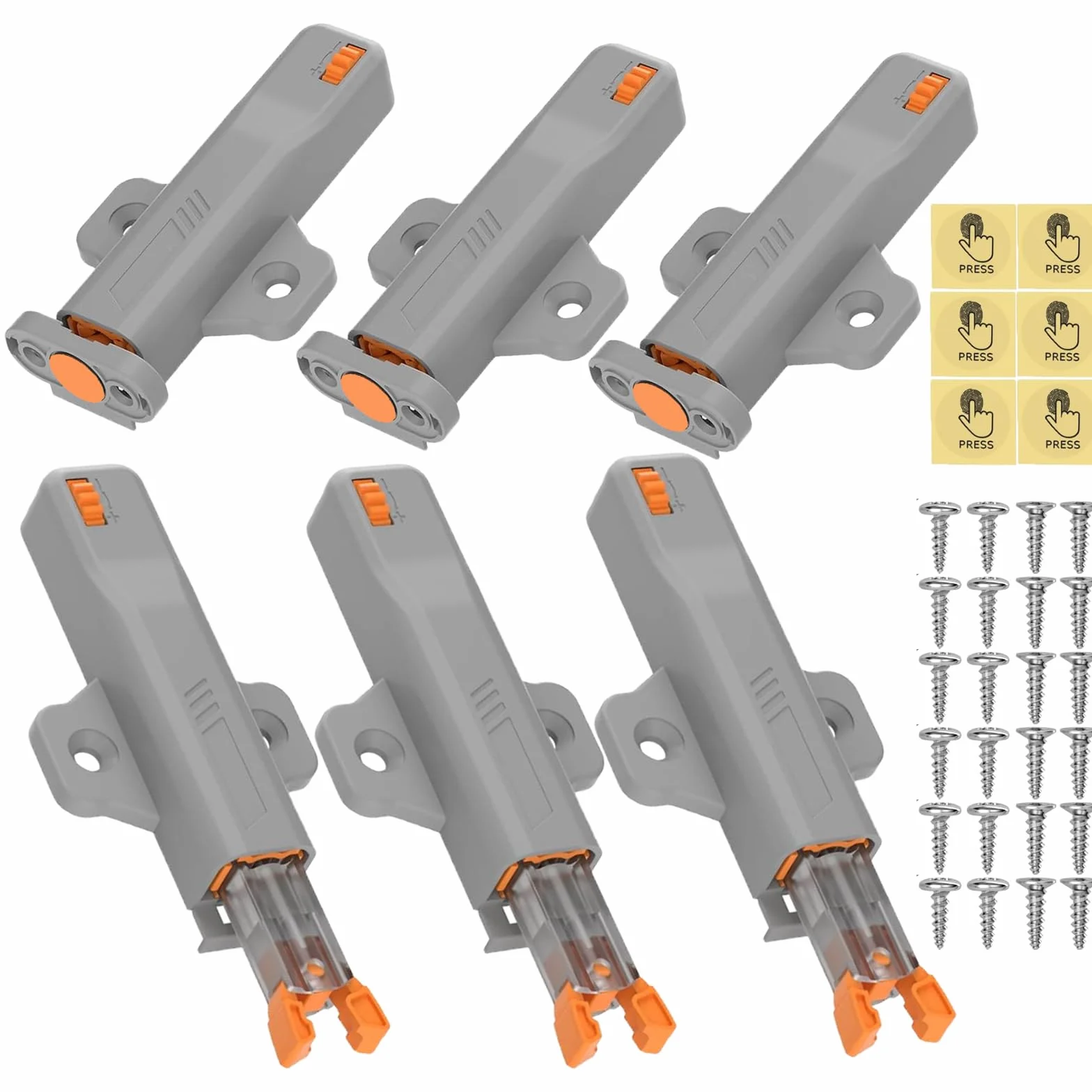 Otwieracz do drzwi push to open, 6 szt. Heavy Duty Push Open Otwieracz do drzwi do szafki 40 N, sprężynowy zatrzask zatrzaskowy do szafki kuchennej, szafy, drążka do szuflad