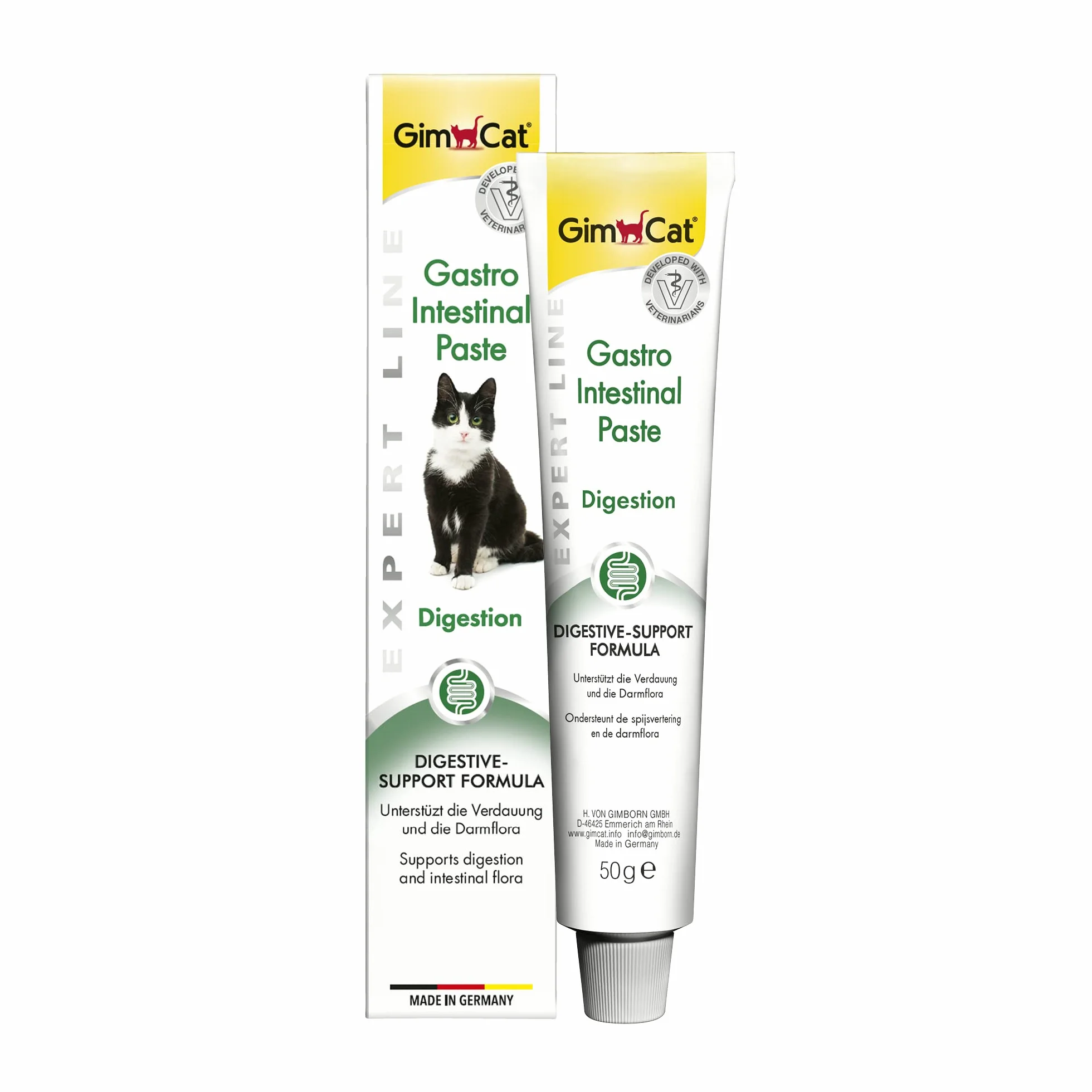 GimCat EXPERT LINE Gastro Intestinal pasta - Funkcjonalny przysmak dla kotów, wspomagający trawienie i mikroflorę jelitową - 1 tubka (1 x 50 g)
