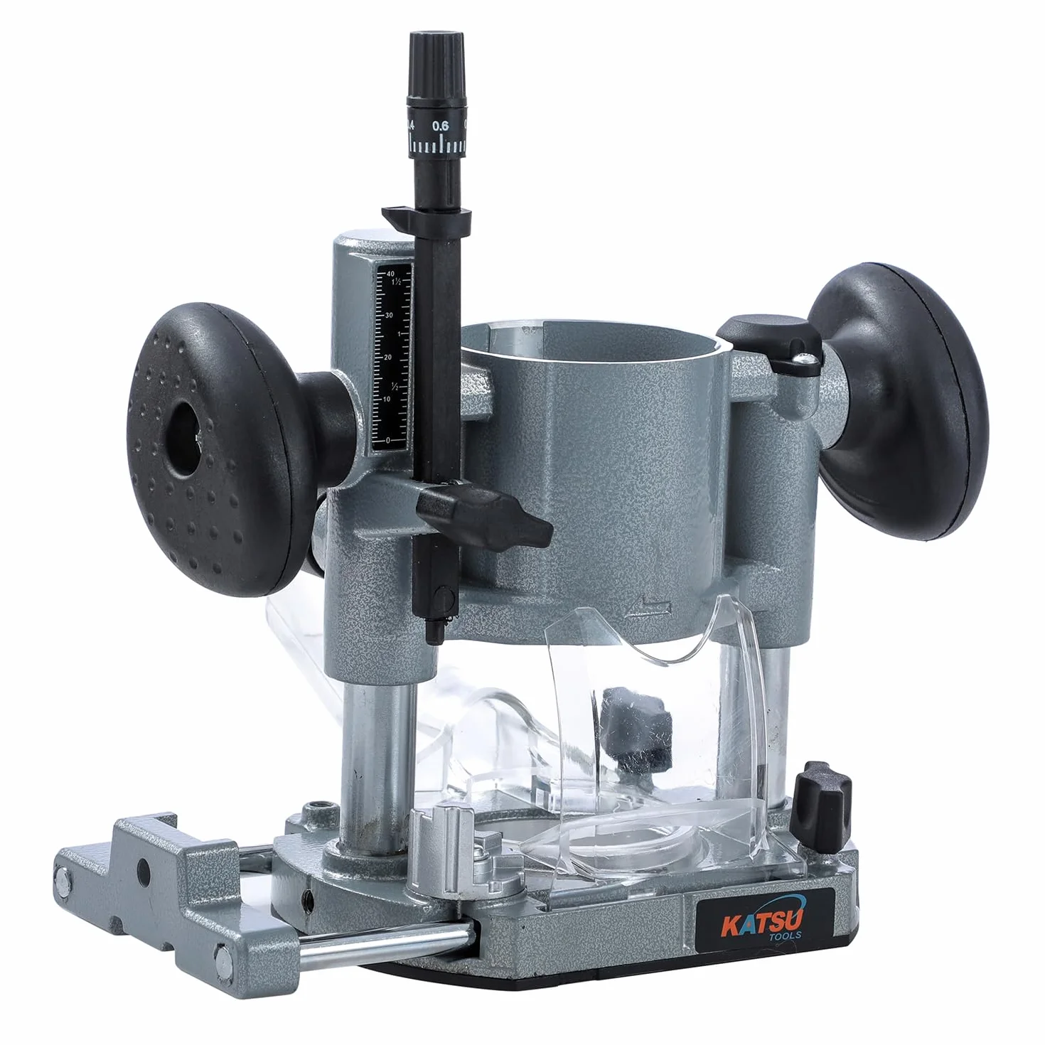 KATSU Tools Podstawa do przycinania, w pełni regulowana, aluminiowa, do elektrycznych lub bezprzewodowych ręcznych frezów do drewna z dyszą przeciwpyłową 105421