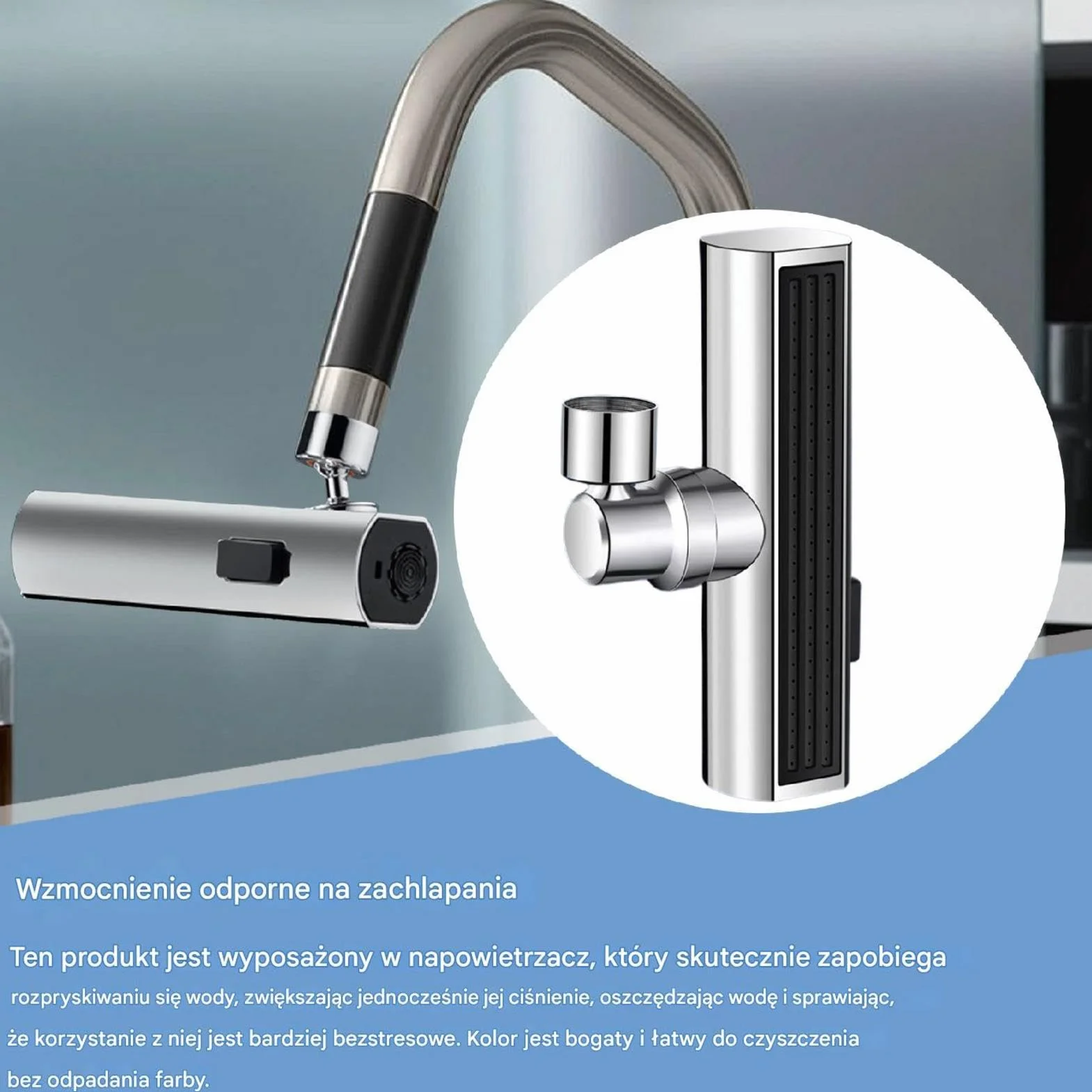 3-Function Kitchen Sink Faucet Sprayer Nozzle, Splash-Proof Faucet Attachment