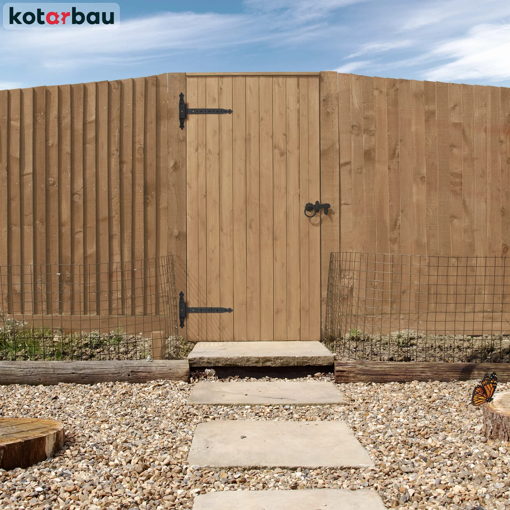 KOTARBAU® Zawias Krzyżowy Czarna Tasma Plyta Okucie Bramy Drewniane Połączenie Wiszące Malowane Proszkowo Zawias Drzwiowy Zewnętrzny Zawiasy Bramy Zawiasy Bramy 200 mm