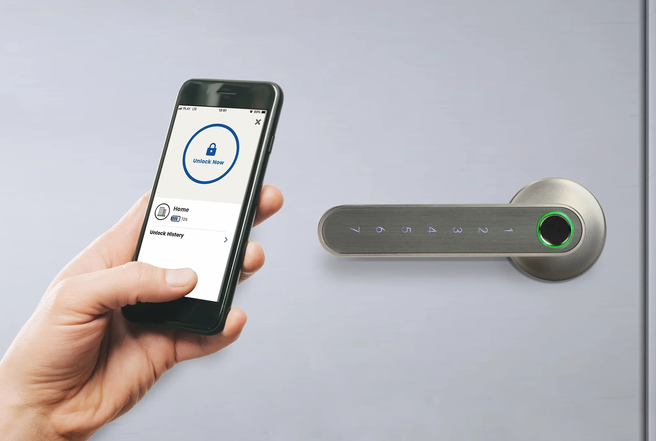 Inteligentny uchwyt klawiatura dotykowa czytnik linii papilarnych Bluetooth 4.0 nikiel