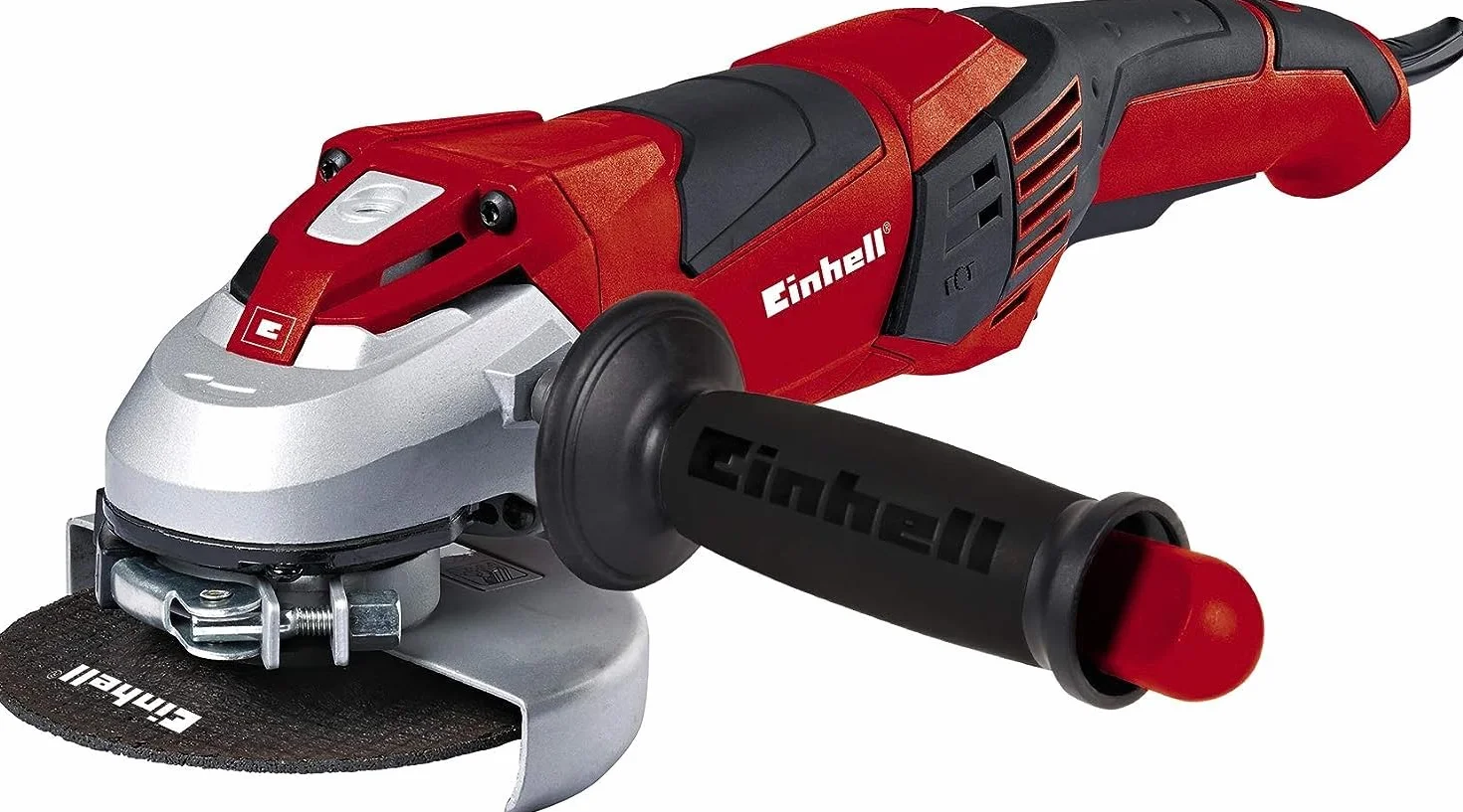Einhell Szlifierka kątowa TE-AG 125 CE (1100 W, tarcza Ø 125 mm, stała elektronika, osłona ochronna, klucz w regulowanym dodatkowym uchwycie, bez tarczy tnącej)