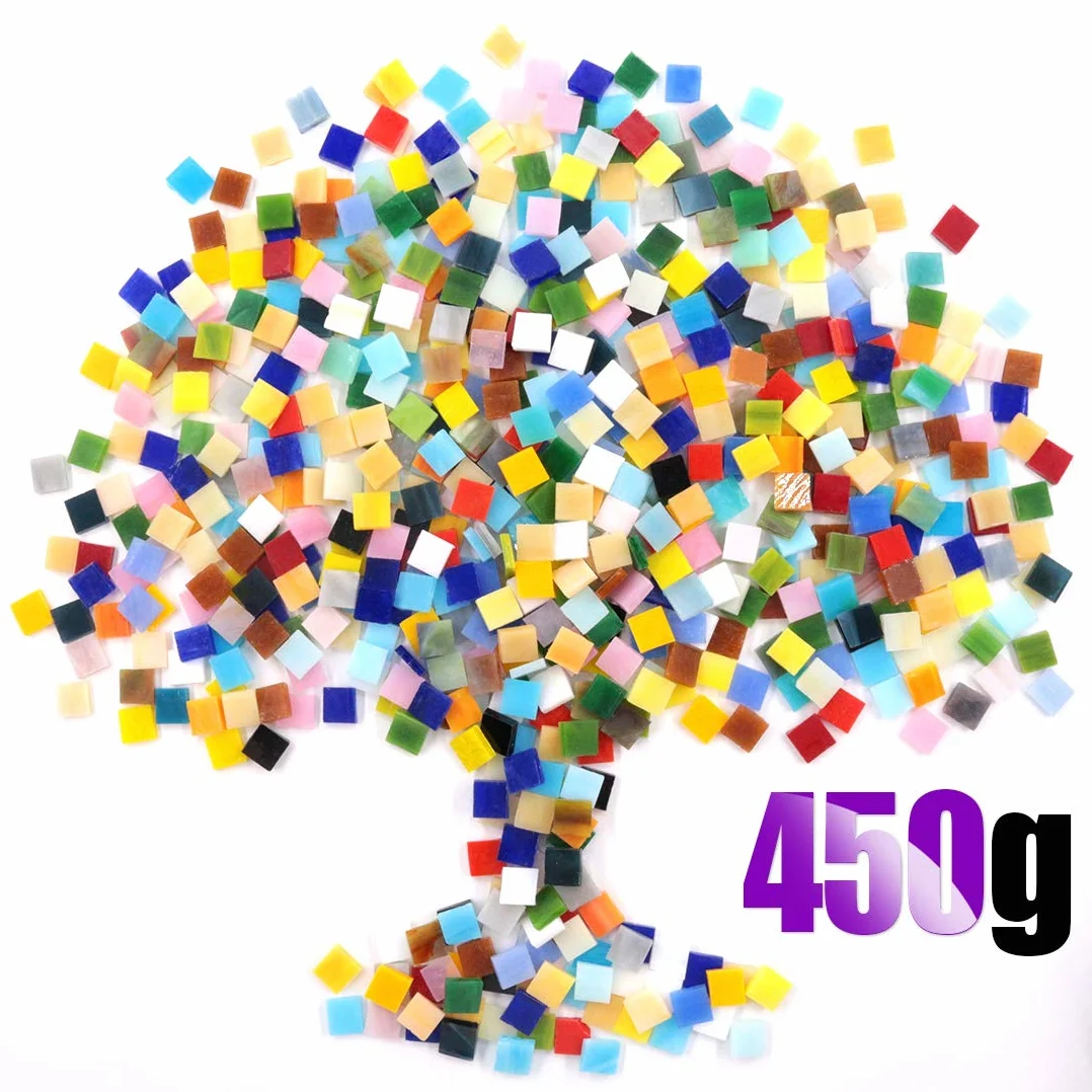 Swpeet 0,5 kg, mozaika, mieszane kolory, mozaika, szklane kawałki z pojemnikiem organizacyjnym, prawdziwa mozaika, szklane elementy, mozaika, idealna do dekoracji wnętrz, artykuły rzemieślnicze (panchromatyczne, kwadratowe)