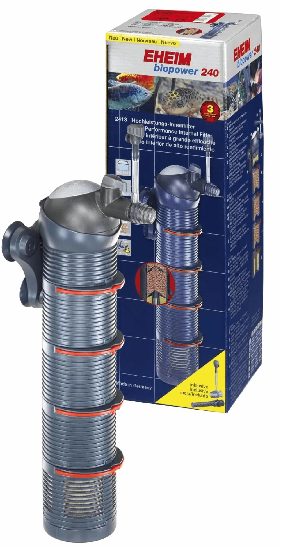 Eheim 2413020 Biopower 240 filtr wewnętrzny z wkładem filtrującym wstępnym i substratem Pro