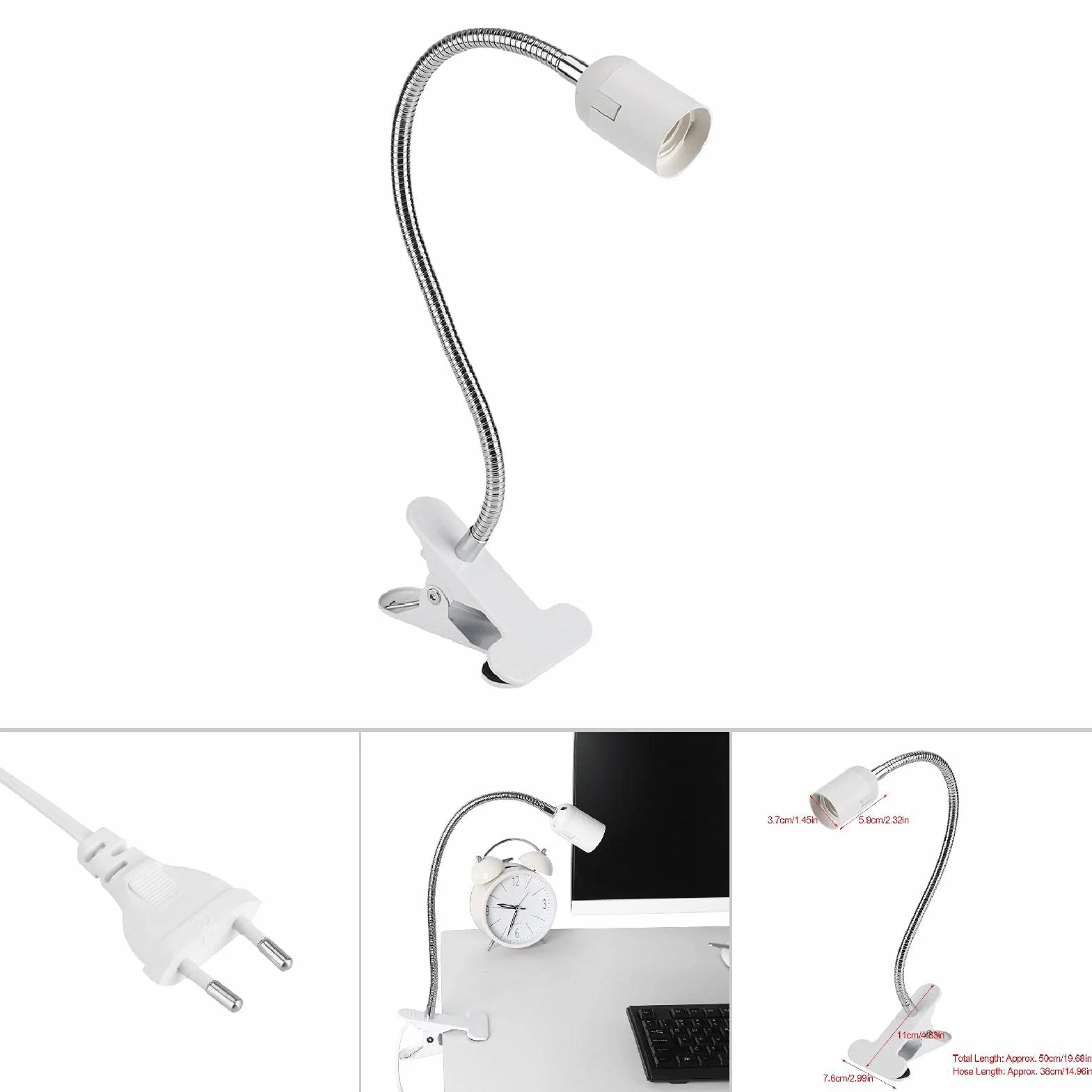 Klips na światło, lampa biurkowa z zaciskiem, stół warsztatowy (UE), regulowany zacisk lampa biurkowa z zaciskiem lampa biurkowa LED skręcona lampa stołowa 360 stopni na zagłówek