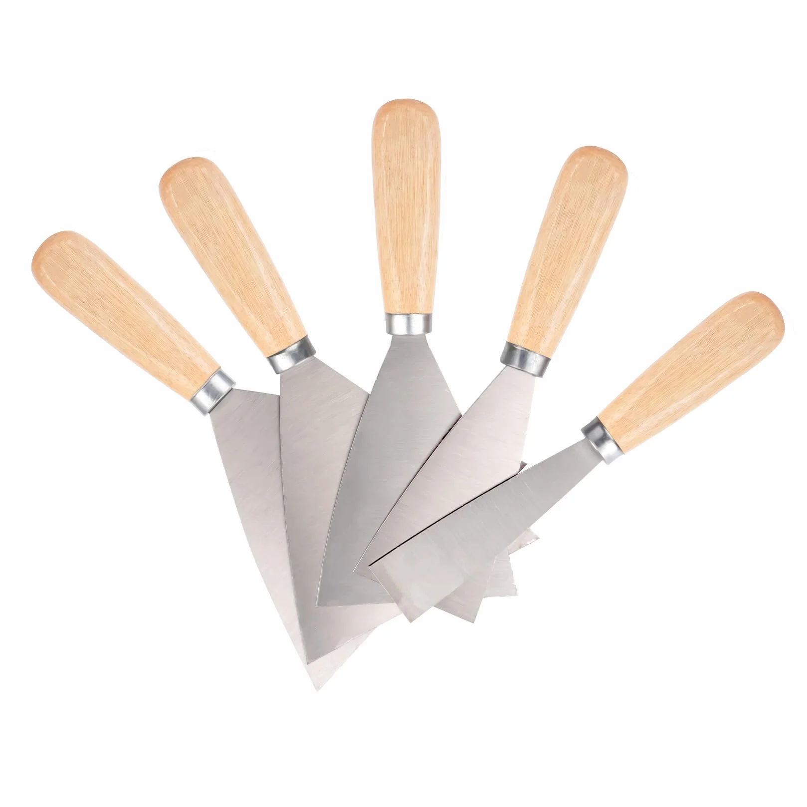 5 szt. Espatula Masilla, Llana para Alisar Paredes, Espátulas Masilla, Espátula z Mango de Madera, Espatulas Pintura, Espátula para Alisar Paredes Rellenar Raspar Pintura lub Papel Tapiz (1/2/3/4/5")