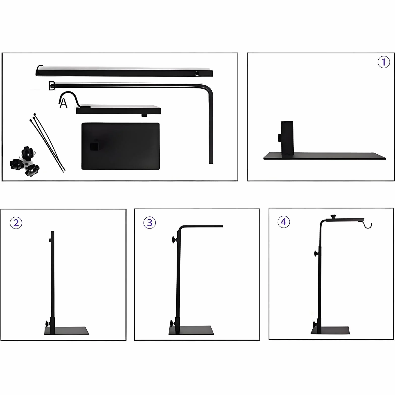 Stojak do lampy dla gadów, terrarium, regulowana wysokość 50-94 cm, szerokość 25-45 cm, uchwyt lampy dla gadów, żółwi, pająków, gekonów, jaszczurek
