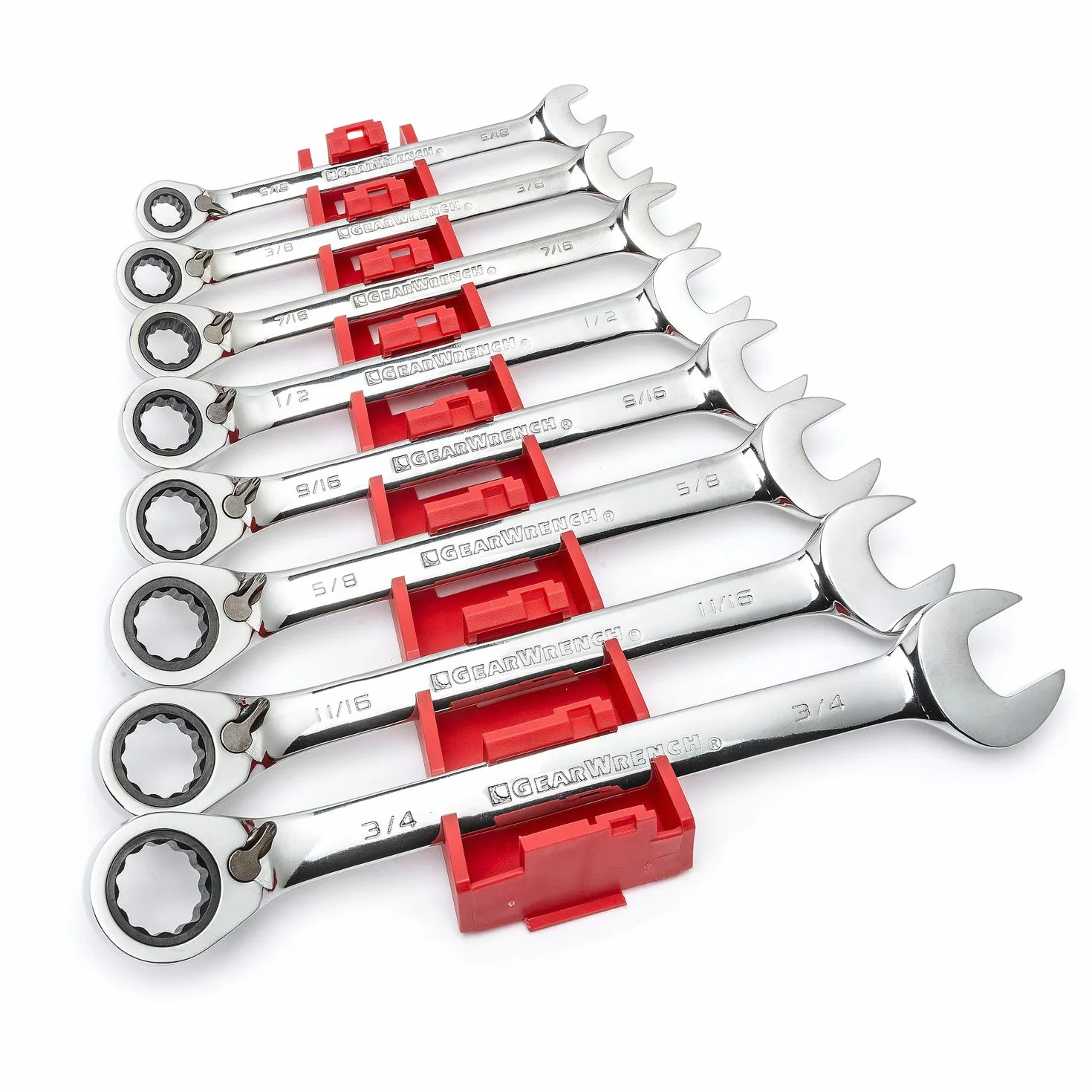 GearWrench 8-częściowy zestaw kluczy nasadowych SAE z grzechotką 72-zębową 12-punktową 9533N