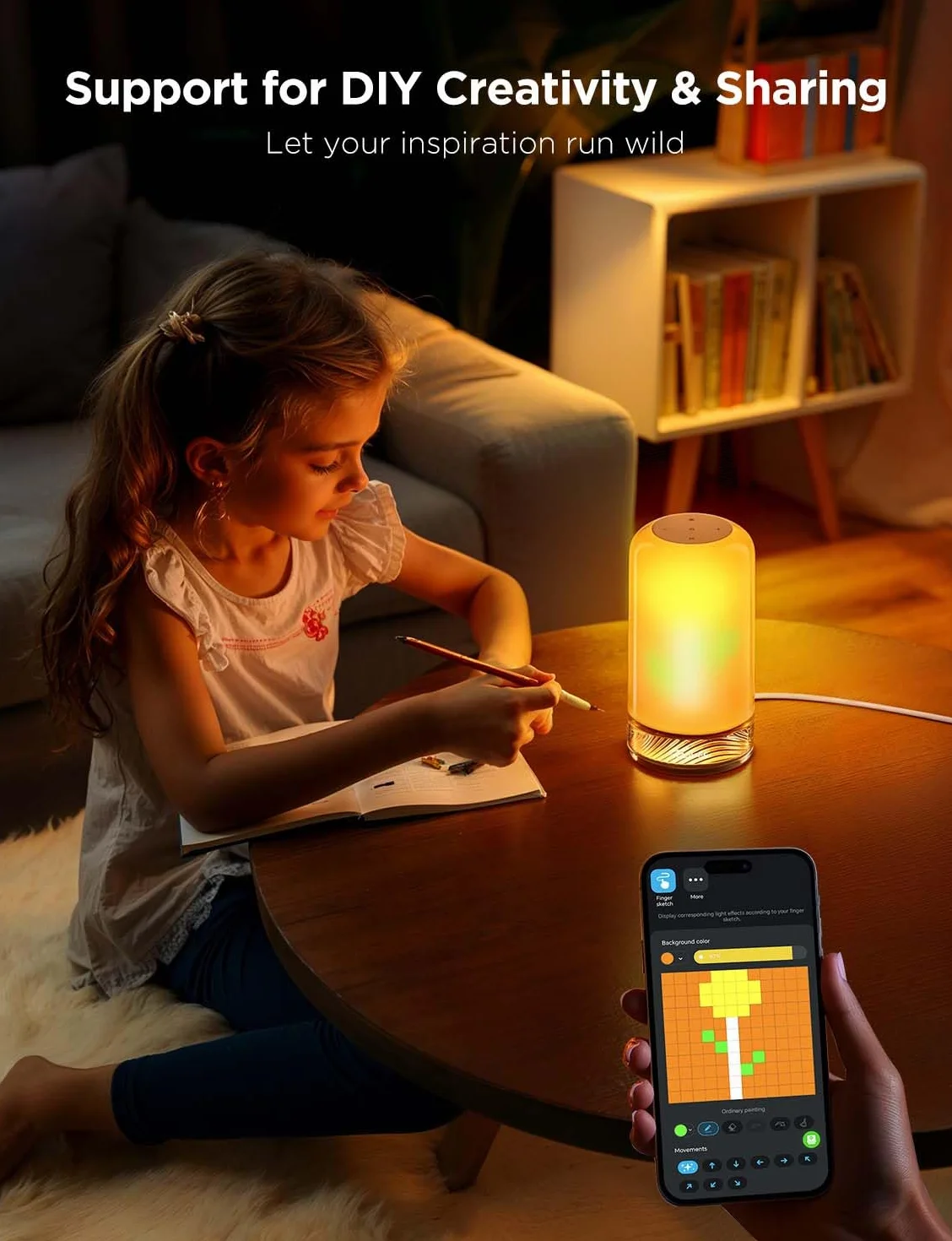 Govee Lampa stołowa LED, lampka nocna, dotykowa, ściemniana, RGBICWW, kompatybilna z Alexa z 64 trybami scenerii, 500 lumenów, współpracuje z matą, 2700-6500 K, do salonu i sypialni (przewodowa)