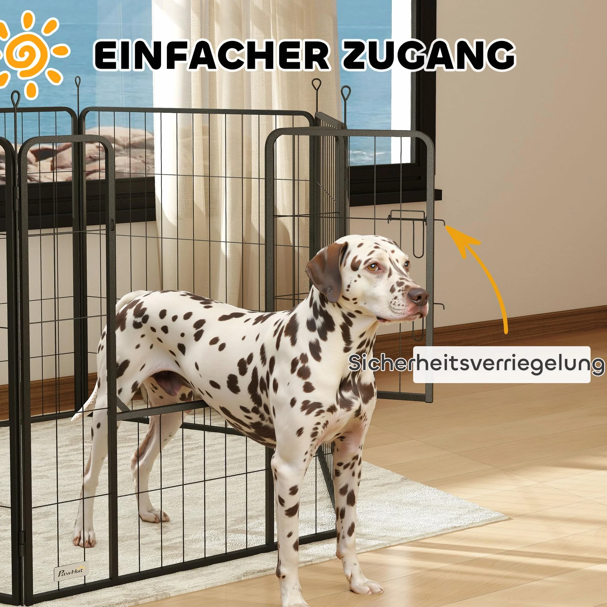 PawHut 6-częściowy kojec "zrób to sam" dla szczeniaków, 100 cm wysokości, z drzwiami i wybiegiem
