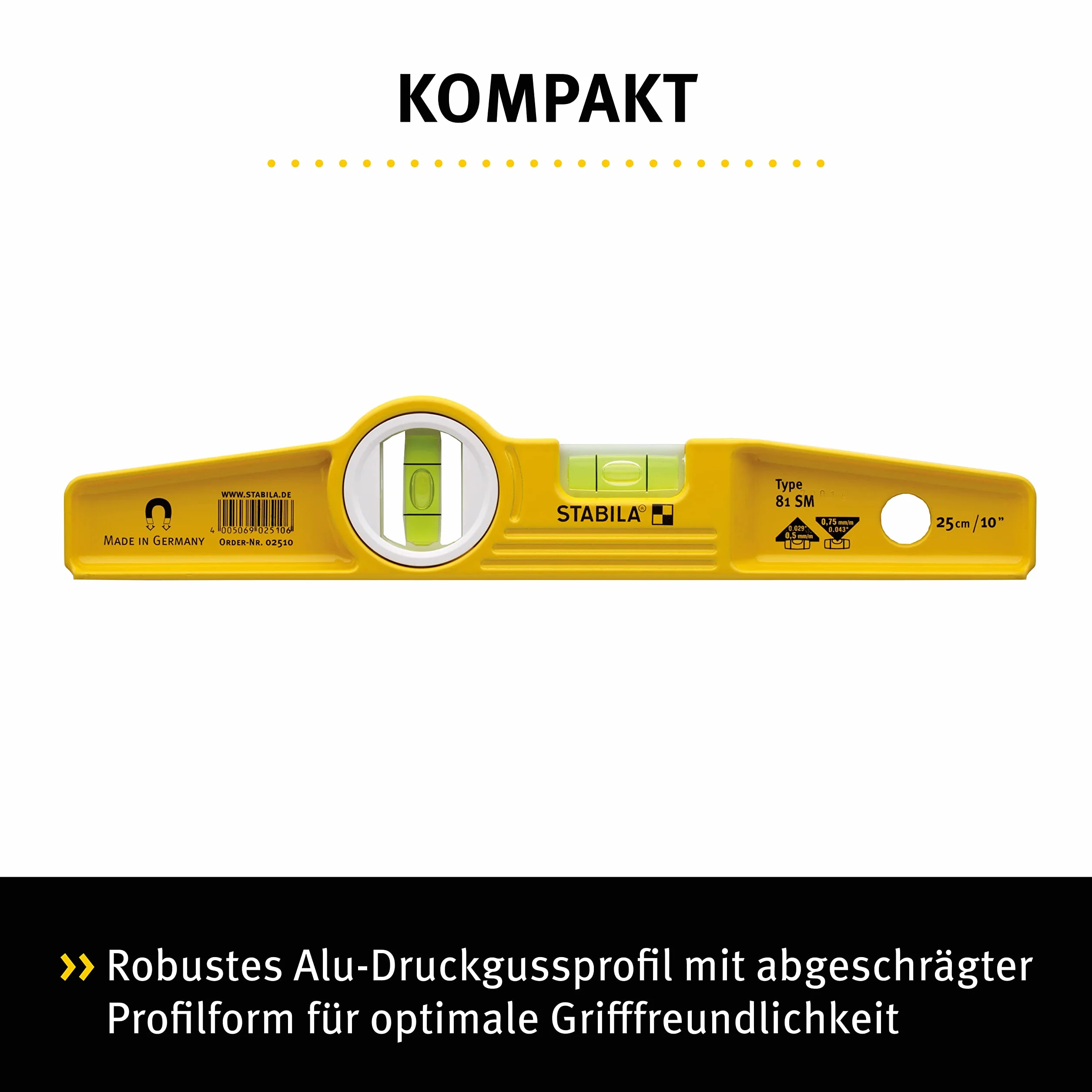 Poziomica trapezowa 25 cm Torpedo aluminiowa 81S STABILA w etui