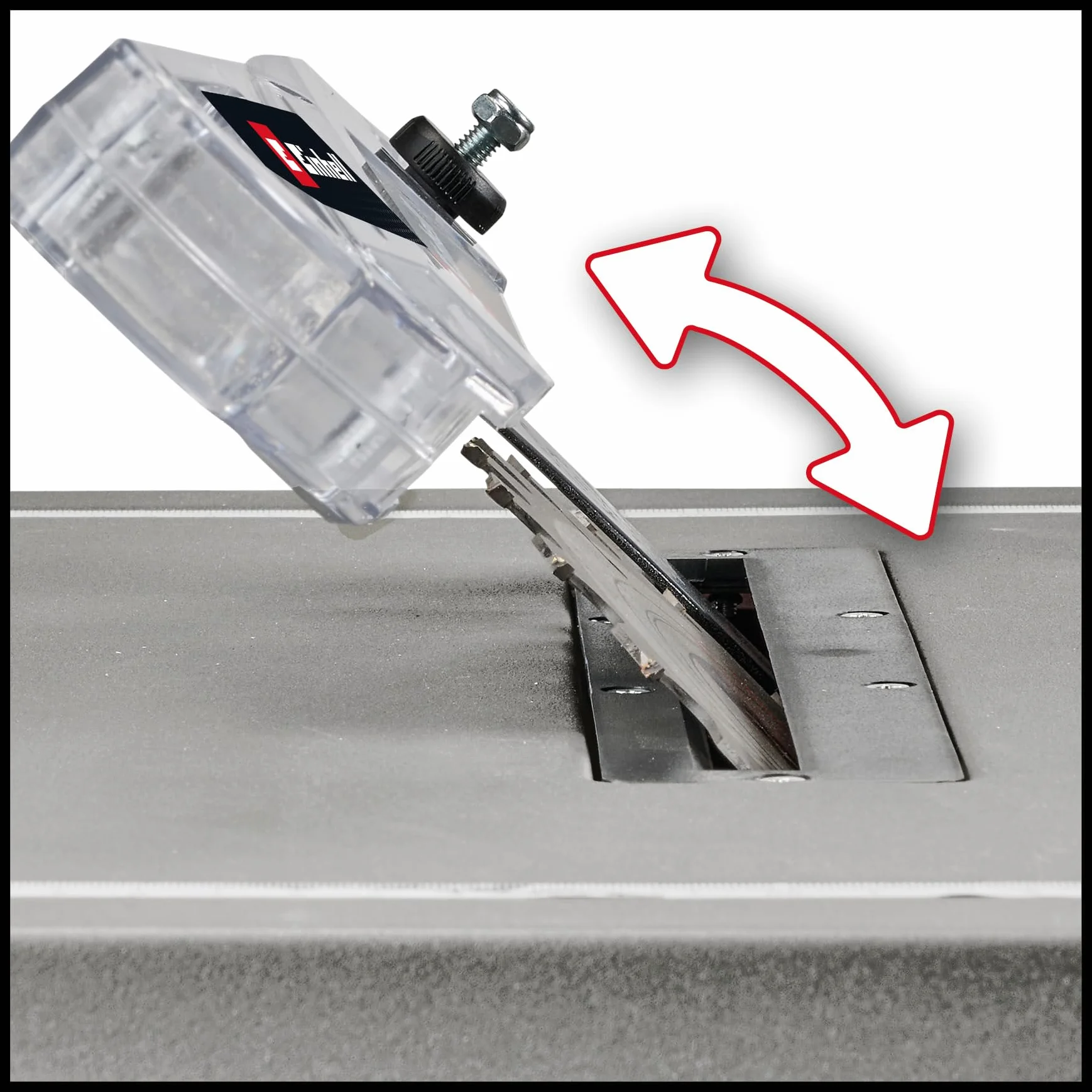 Einhell TC-TS 8 stołowa piła tarczowa (1200 W, wysokość cięcia 45 mm, ostrze Ø 210 mm, prowadnica kątowa, ogranicznik równoległy, przyłącze ssące w obudowie)