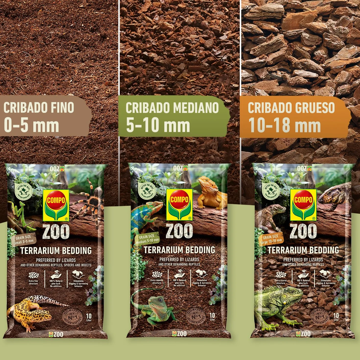 COMPO Zoo podłoże do terrariów dla jaszczurek i innych wymagających gadów, średnia ziarnistość 5-10 mm