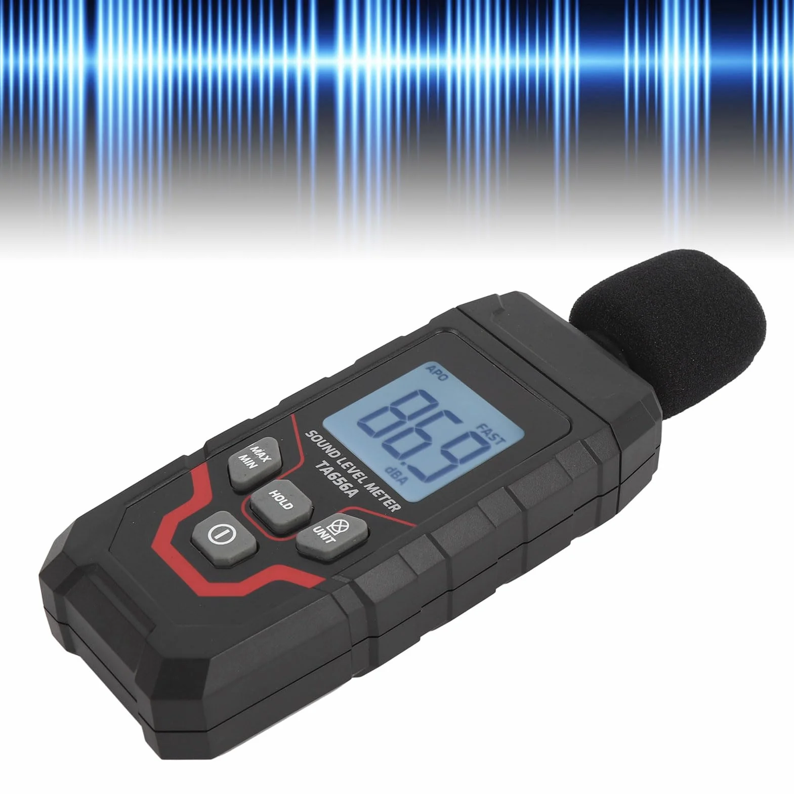 Cyfrowy Miernik Decybeli Przenośny Miernik Poziomu Dźwięku SPL 30-130 dBA z Podświetlanym Ekranem LCD