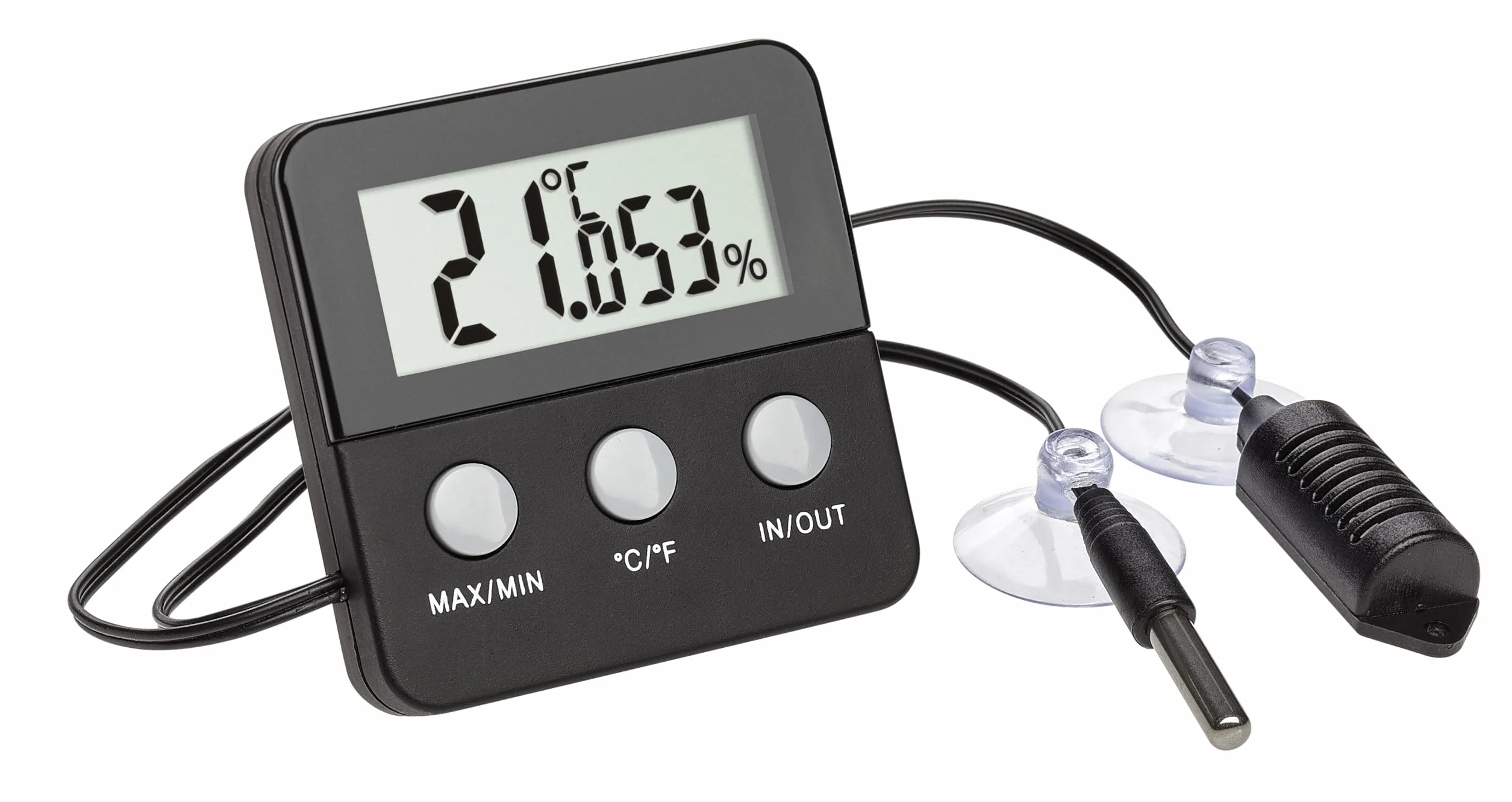 TFA Dostmann Termo-higrometr cyfrowy Terracheck 30.5044.01 sonda kablowa czarny do terrarium