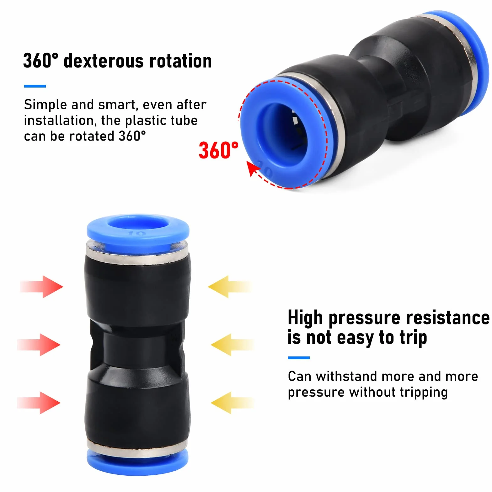 Dokeno 40 sztuk prostych złączek pneumatycznych Push 4 mm/6 mm/8 mm/10 mm