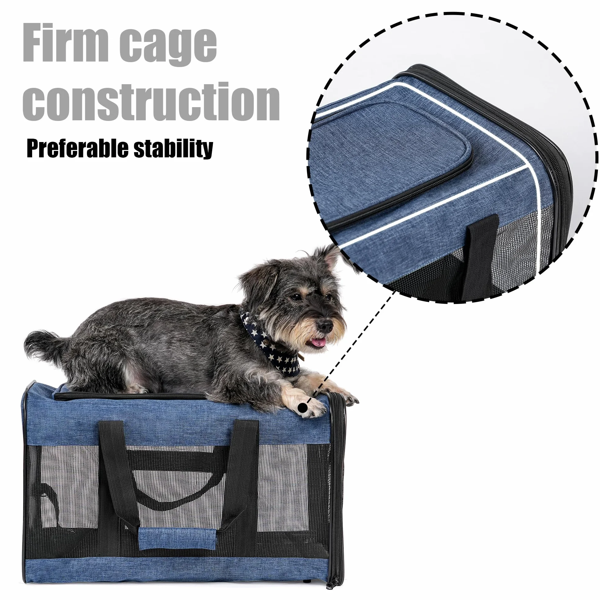 HITSLAM hundebox Faltbar Hundetransportbox Katzentransportbox Katzenbox Transportbox katzentasche für Hund, Katzen, Airline Zugelassen, Reisefreundliche Transporttasche