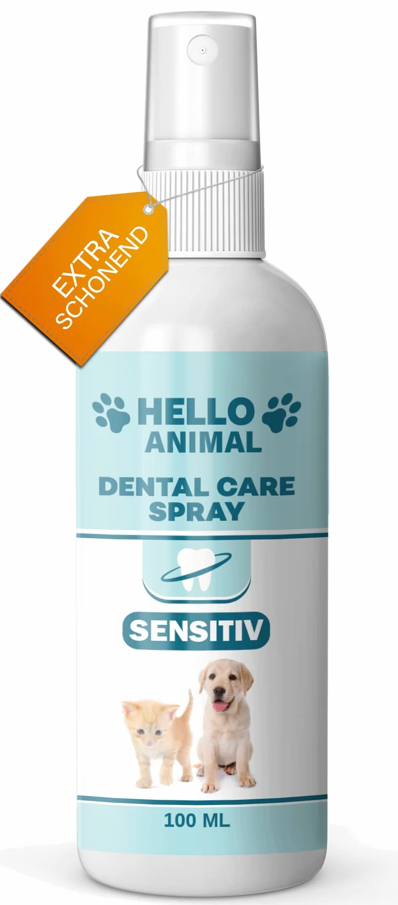 HelloAnimal® Dental Spray Extra Sensitive dla psów i kotów – spray dentystyczny z łagodną formułą na nieświeży oddech – środek do usuwania kamienia nazębnego również do szczelin – czyszczenie zębów i