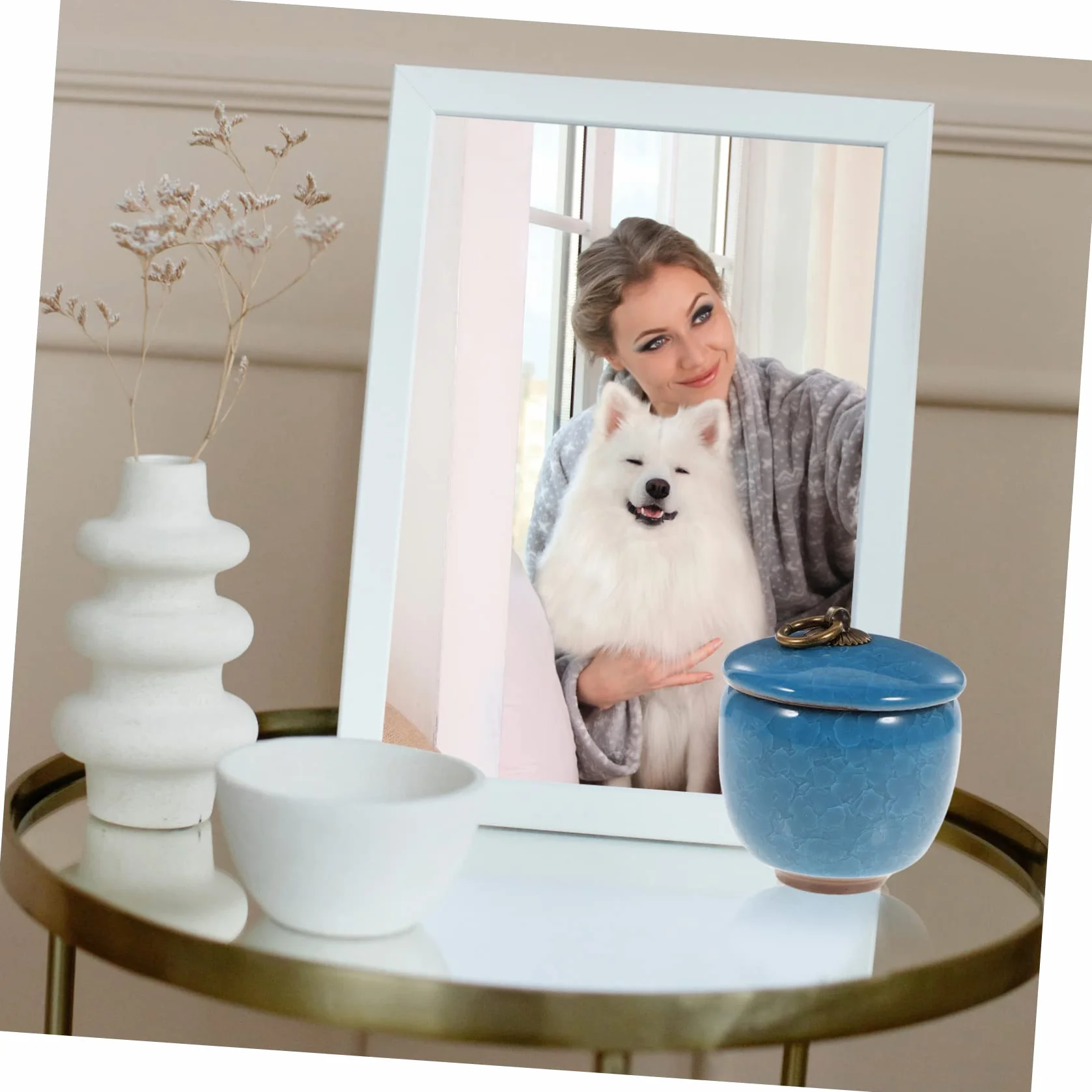 FRCOLOR Ceramiczna popielniczka dla zwierząt domowych, porcelanowy kufel na popiół, zamknięty pojemnik