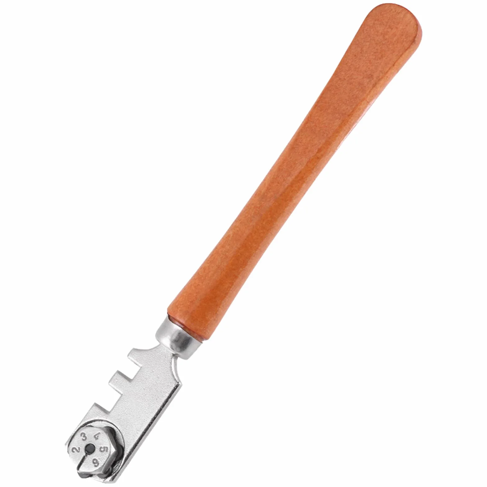 130MM Nóż do Szkła Profesjonalny Sześciokołowy Zestaw do Cięcia Ręcznego Narzędzie do Cięcia Rzemiosła z Drewnianym Uchwytem do Cięcia Płytek Szklanych i Ceramiki