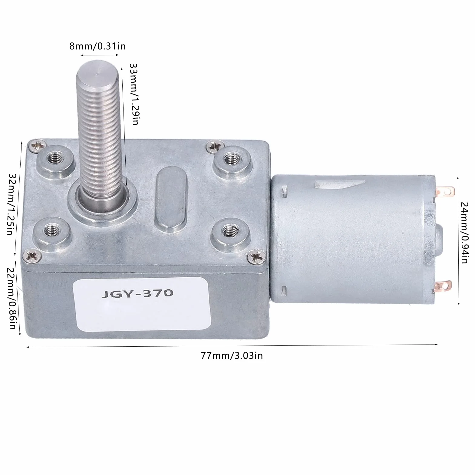 Motoreduktor Ślimakowy JGY-370 DC 12V 30 obr./min Wał Gwintowany M8 Samoblokujący