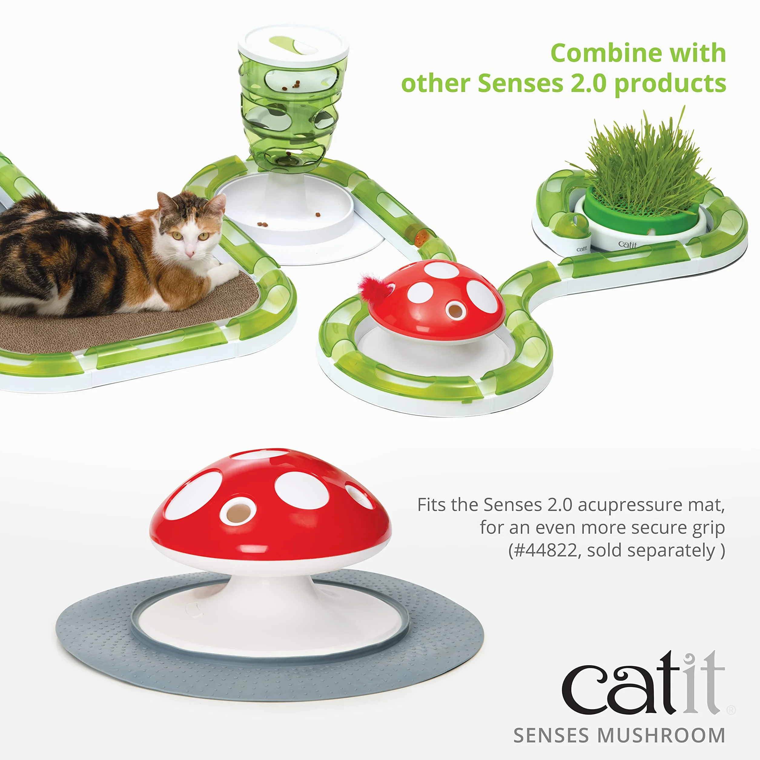 Catit Senses 2.0 Mushroom - interaktywna zabawka z piórami 360 stopni dla kotów z dwoma trybami zabawy