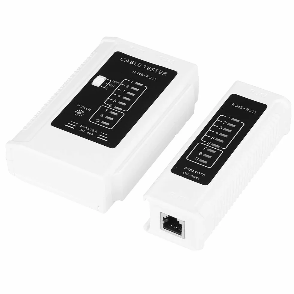 Walfront Tester kabli sieciowych 2 w 1, wielofunkcyjny tester kabli sieciowych RJ45 RJ11 do testu kabli sieciowych Ethernet LAN. Kontrola ciągłości