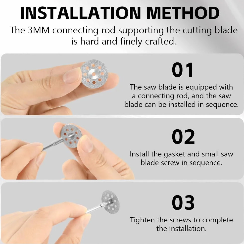 Flintronic 24 diamentowe tarcze tnące 22 mm, do narzędzi obrotowych Dremel, z 4 trzpieniami 3 mm i śrubokrętem