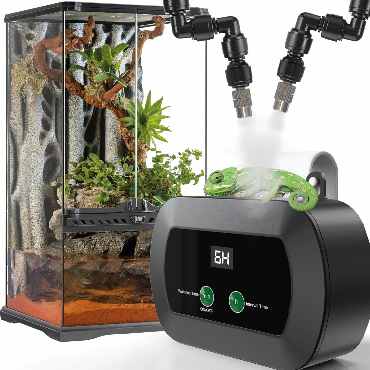 Nawilżacz Dla Gadów Automatyczny Przenośny Rozpylacz I Zamgławiacz | Automatyczny Timer Mgiełki Akwarium Klatka Terrarium Szklarnia Rośliny Krab Pustelnik Jaszczurka Wąż