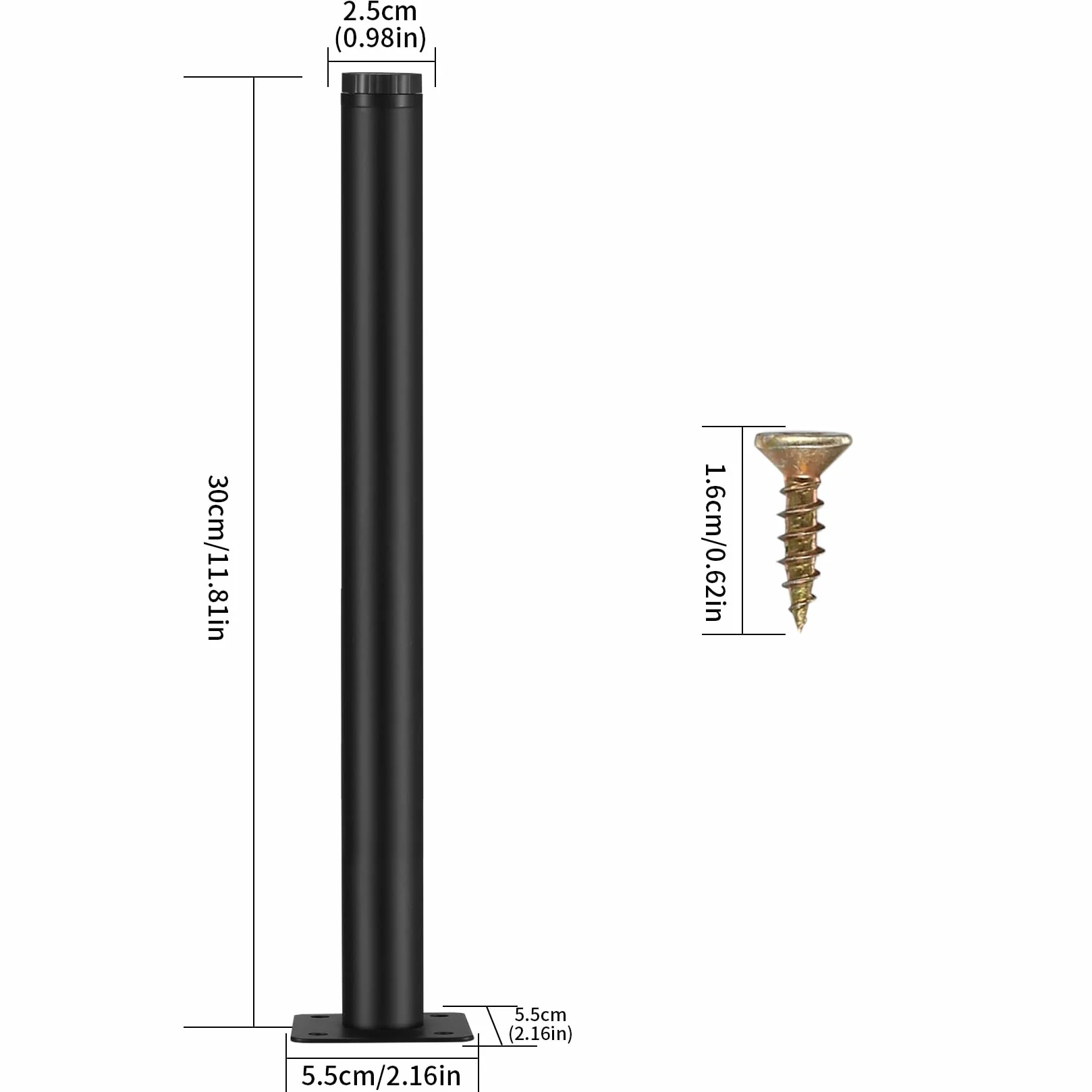 4 nogi meblowe, 30 cm, regulowane nóżki meblowe, metalowe nóżki do szafy, do mebli, sofy, stołu, krzesła, biurka, kuchni, szafy, nogi (30 cm)