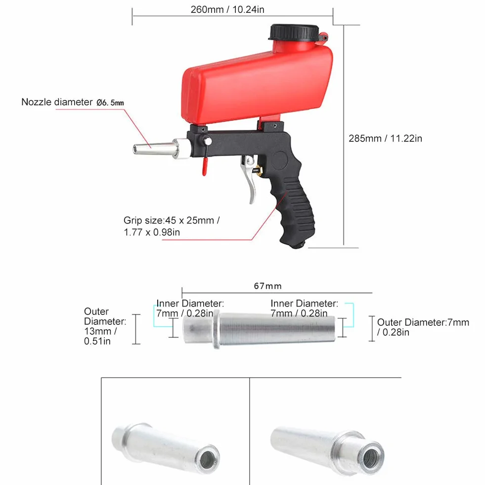 Pneumatyczny Pistolet do Piaskowania 90PSI Piaskarka Przemysłowa Regulowana Przenośna