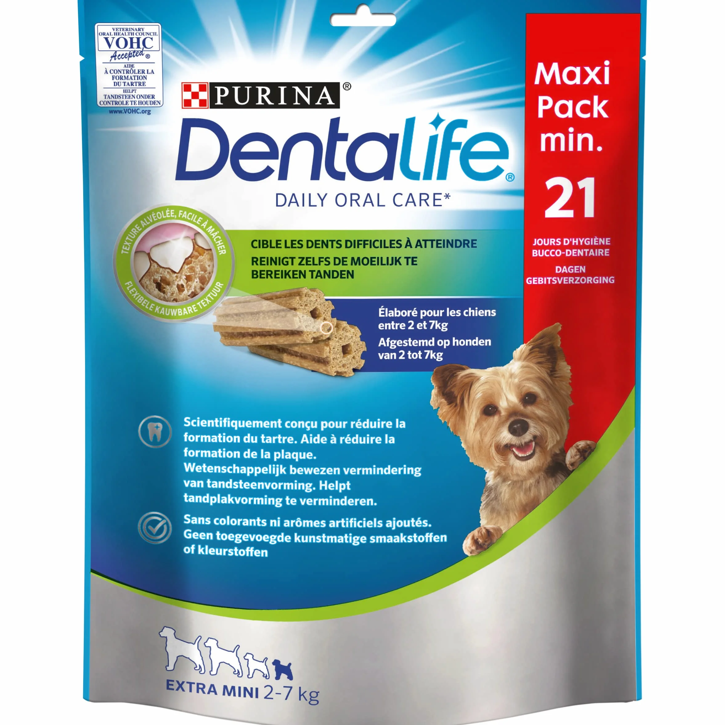 PURINA DENTALIFE EXTRA MINI | Przysmaki dla bardzo małych psów |21 patyczków do żucia | Kurczak | Pakiet Maxi 207 g | Higiena jamy ustnej