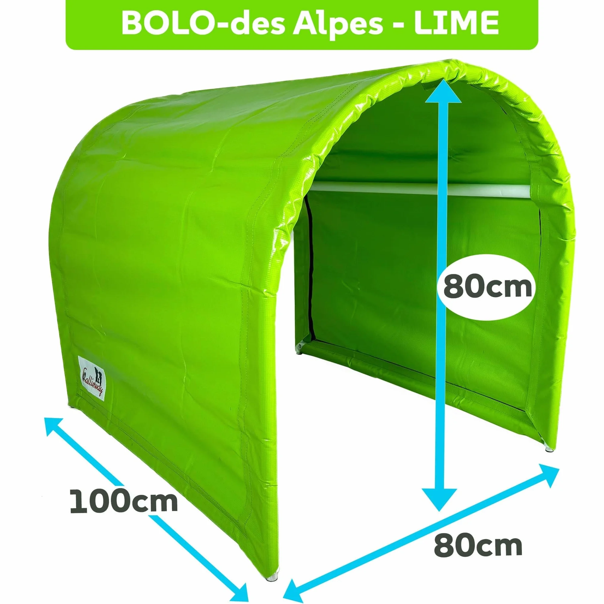 Callieway® BOLO-des Alpes Hoopers-Tunnel dwupak – bezpodłogowy i stabilny, 2 x 1 m, aluminiowa rama i promieniowanie UV, trening zwinności dla psów, limonkowa zieleń