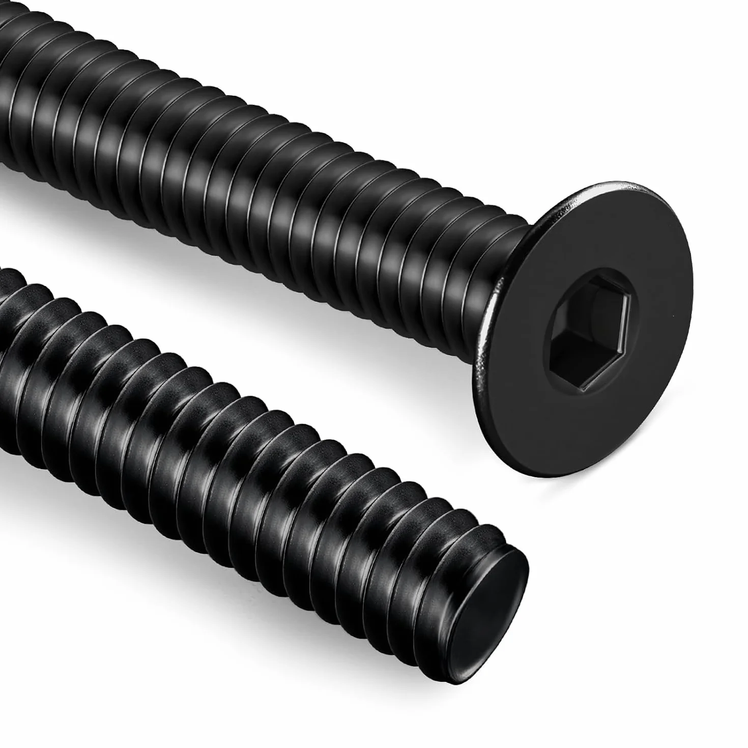 Śruby z łbem wpuszczanym M6 x 20 mm ze stali szlachetnej A2 V2A, pełny gwint, klucze imbusowe, czarne