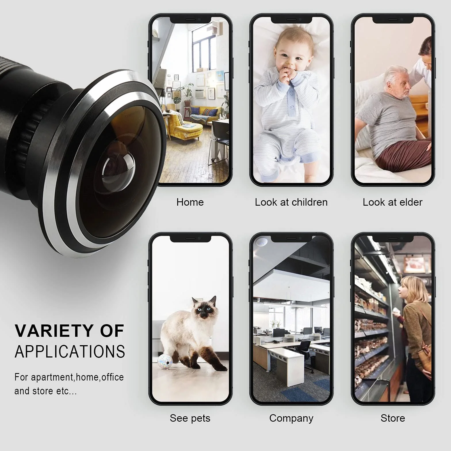 Syuantech Szerokokątna kamera CCTV 1080p 180 stopni z otworem na drzwi - Mini wizjer - WiFi Connect V380 Pro App (obiektyw rybie oko 1,78 mm)
