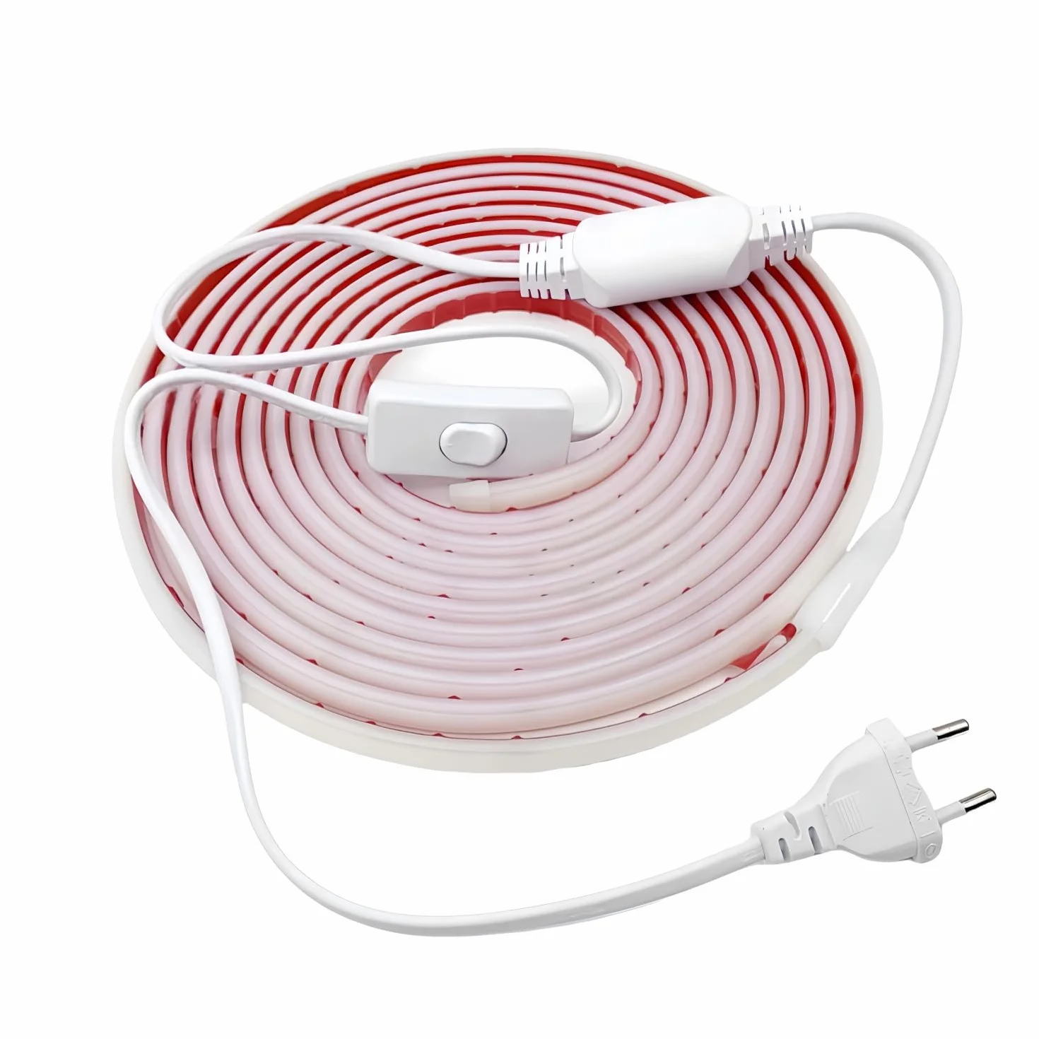 ONSSI® Neonowe taśmy LED 220v (zimna biel, 5m),12w/m każde cięcie 10 cm, 288 LED/m COB światło linowe,Wodoodporna Ip65 z wtyczką przełącznika i naklejką,Neon Led do użytku wewnętrznego i
