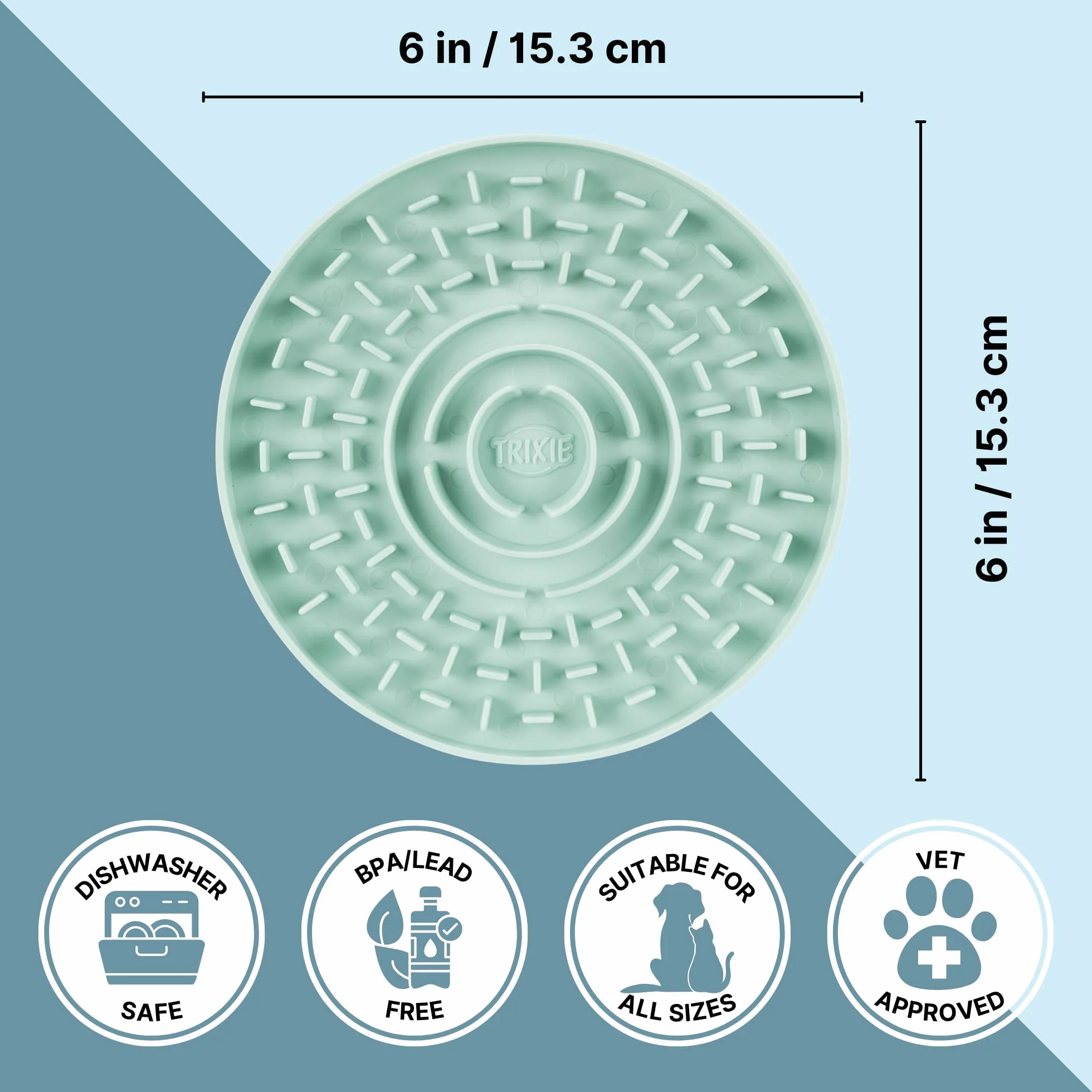 TRIXIE Mata do lizania dla dzieci 15 cm, powolny karmnik dla zwierząt domowych, dla psów i kotów