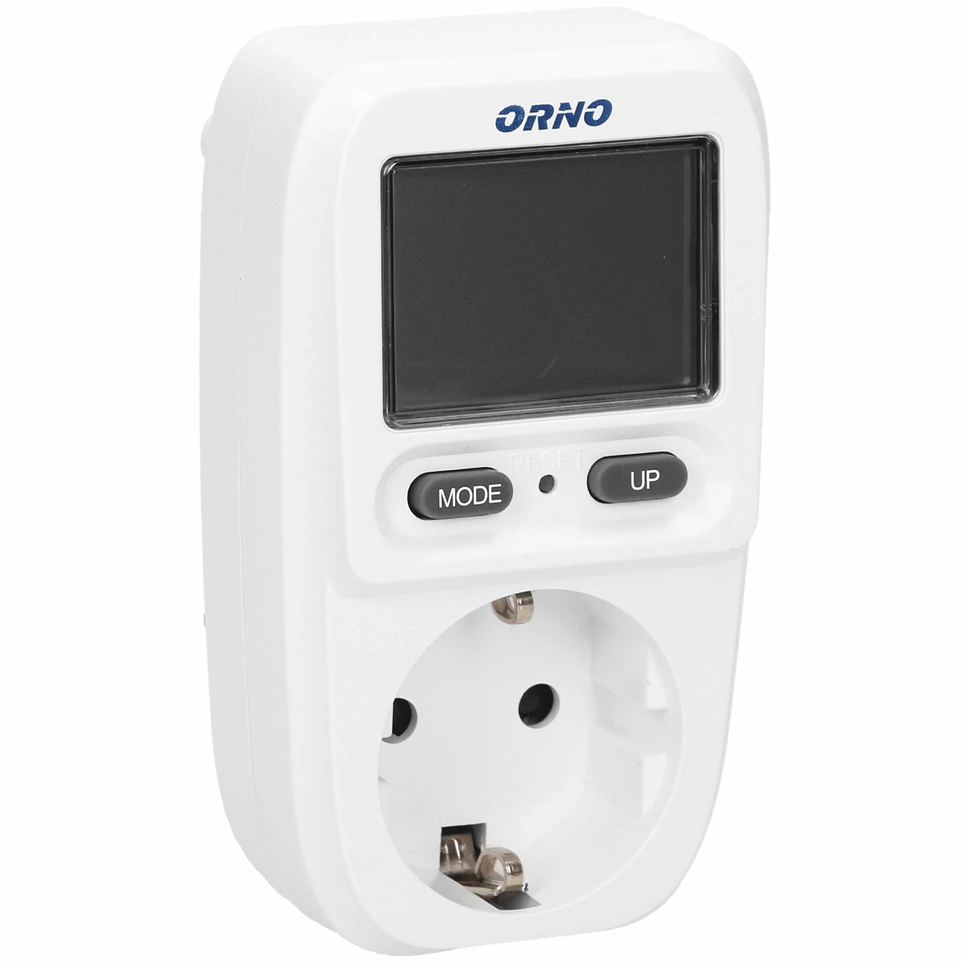 Orno WAT-419(GS) Licznik Prądu do Gniazdka Elektrycznego bez Uziemienia (typ E - Schuko) - Miernik Kosztów Energii z Ekranem LCD (brak podświetlenia) Maksymalna Moc 3680 W