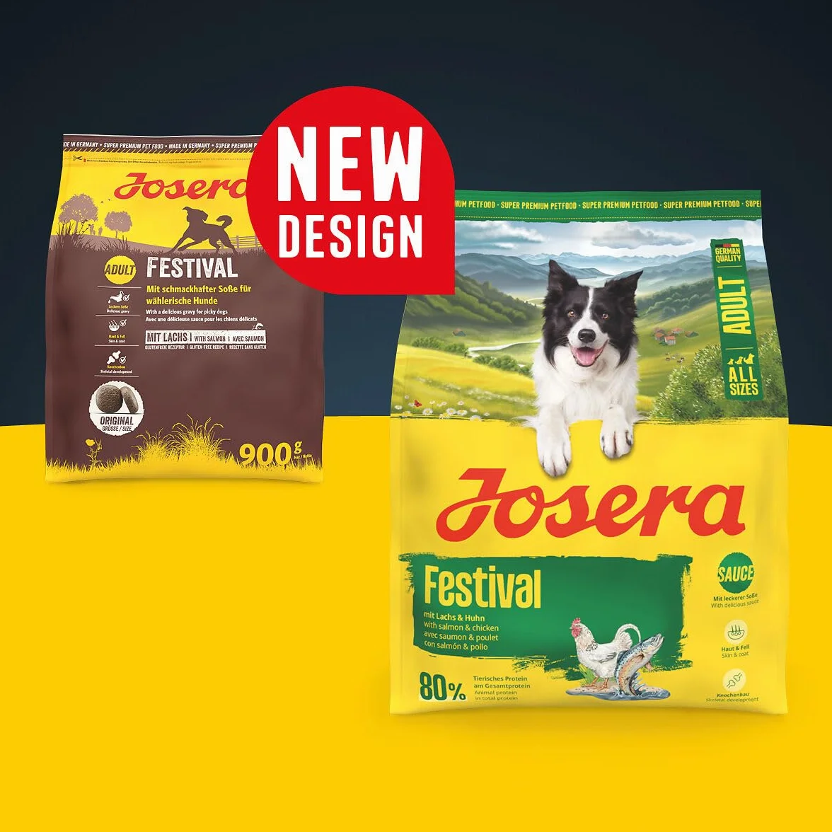 JOSERA Festiwal dla dorosłych łososia i kurczaka (1 x 12,5 kg) | sucha karma premium dla dorosłych, wybrednych, aktywnych psów | bogata w energię | pyszny płaszcz sosowy – również do namaczania |