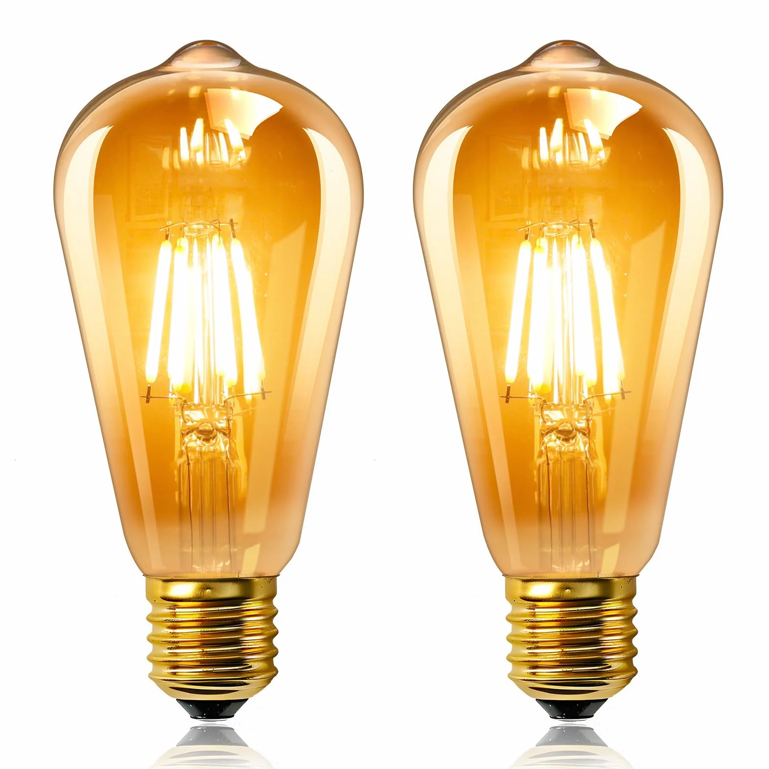 Caldarax Żarówka vintage E27 gwint Edison, LED 6 W, odpowiednik 60 W, żarówka ze szkła bursztynowego retro, ciepła biel 2200 K, 600 lm, bez ściemniania, żarówki ST64 retro z żarnikiem, żarówki