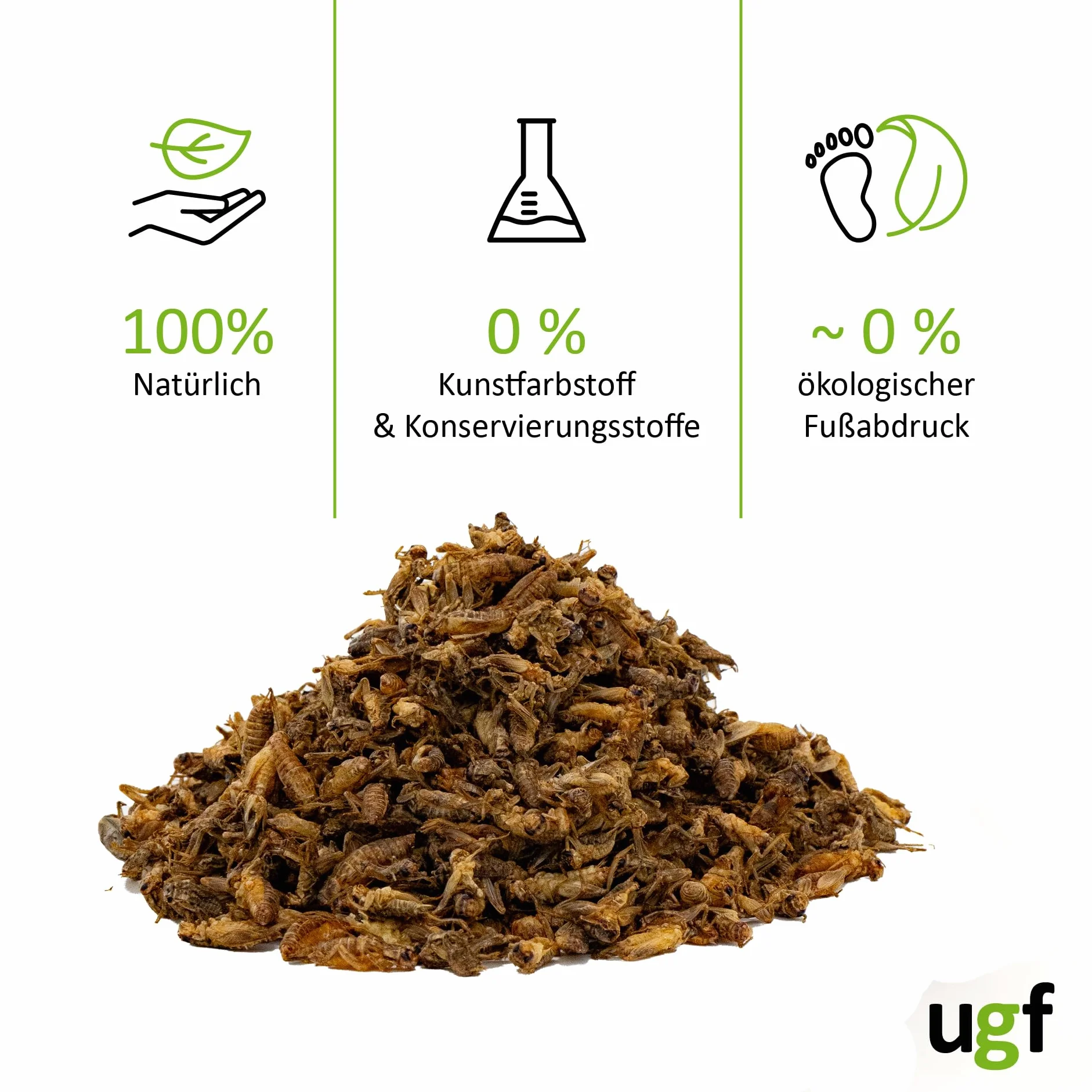 UGF - Suszone małe świerszcze - 400 g w wiaderku 3-litrowym, Owady świerszczowe, Karma dla ptaków dzikich (całoroczna), Karma dla żółwi, Karma dla jeży, Karma dla jaszczurek, Karma dla ryb
